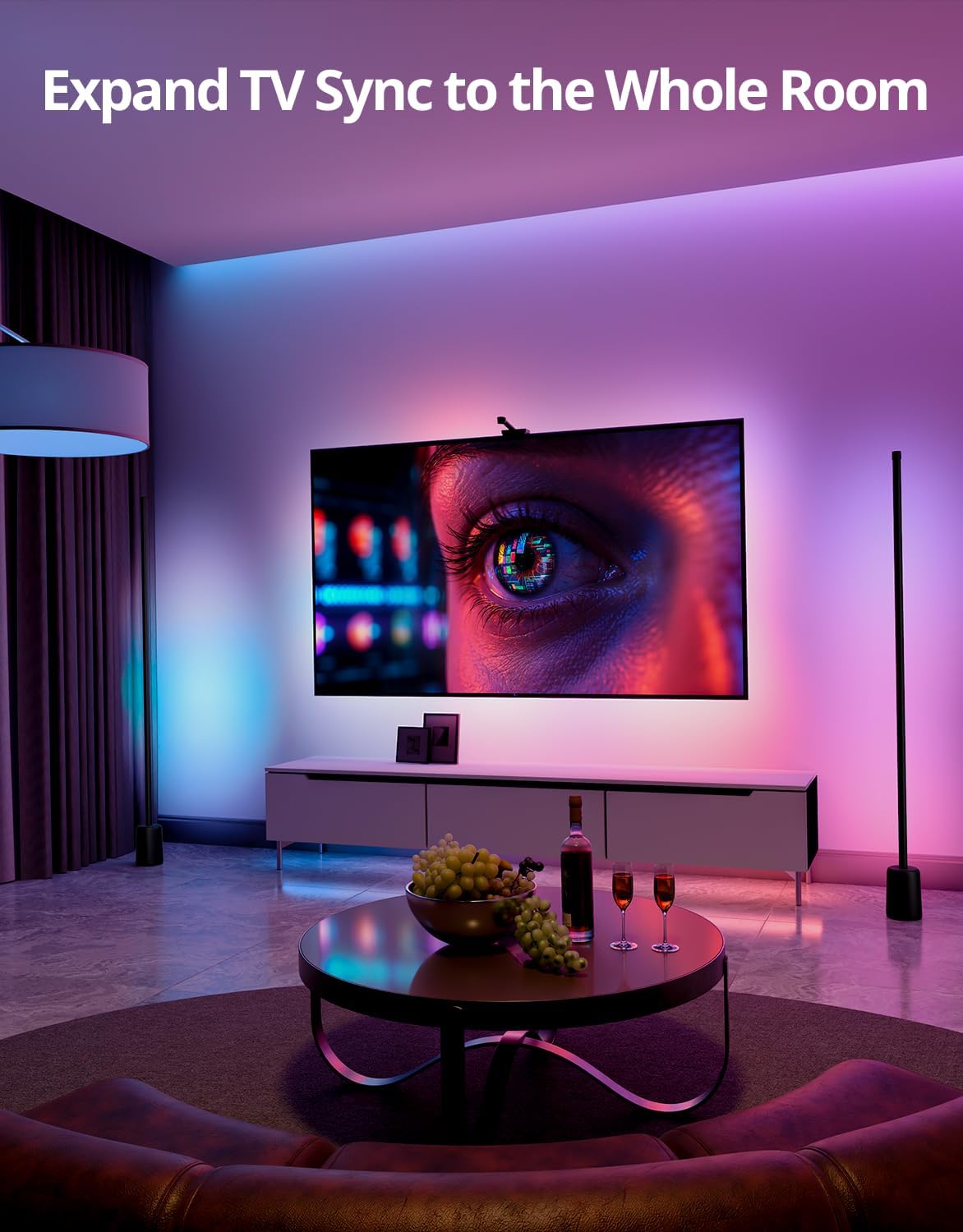 Ailofy TV LED Backlight with Camera, RGBIC Lights Sync with 75-85 Inch TVs