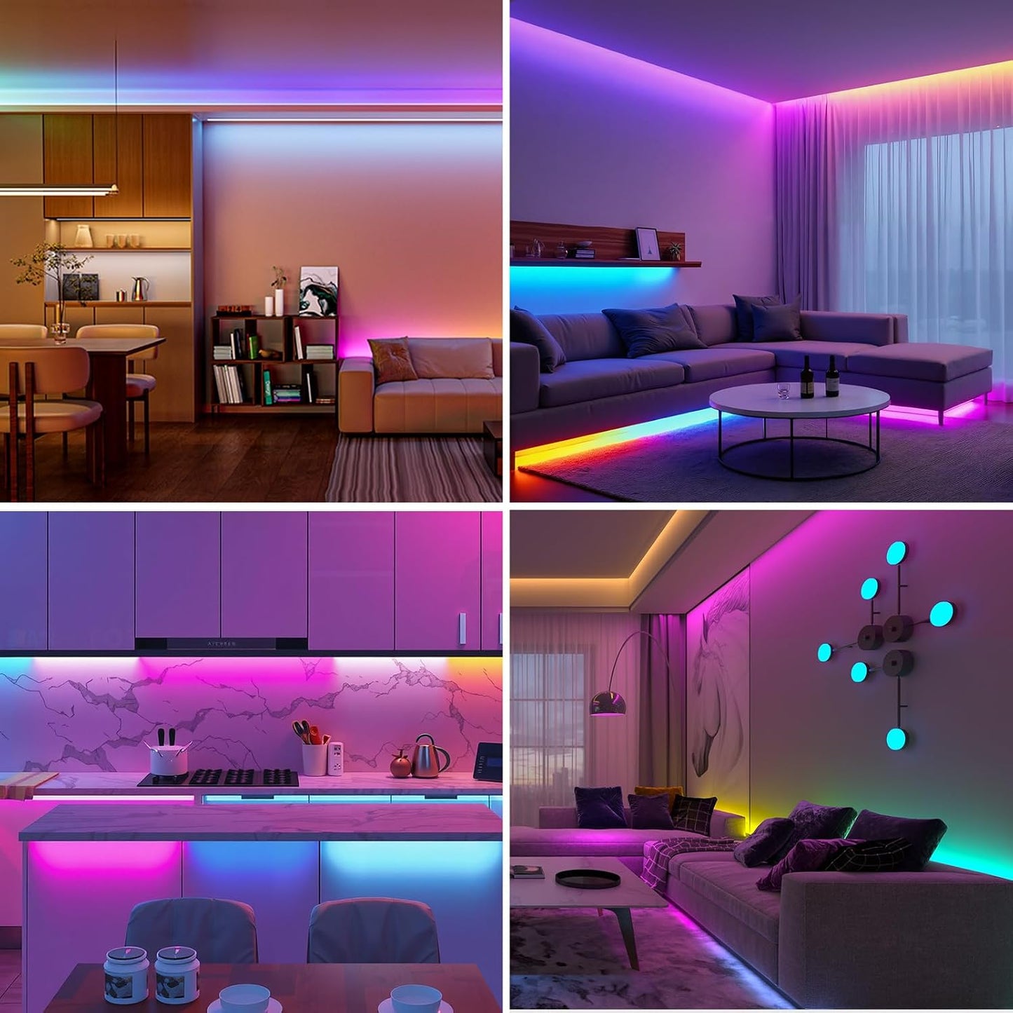 BTF-LIGHTING WS2811 Smart IC RGB FCOB COB LED Strip, UL Listed 720LEDs/m High Density Color Chasing Uniform Light, DC12V 16.4FT 12mm Width Black PCB for Home Party DIY Decor(No Adapter or Controller)