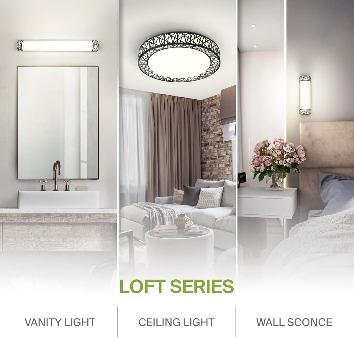 ASD 20 Inch LED Flush Mount Ceiling Light Fixture for Bedroom, 42W 2475LM 5CCT 2700K-5000K, Triac Dimmable Lights, Dining, Living Room, Kitchen Lamps, Modern Home Lighting Fixtures, Black, ETL, 2 Pack