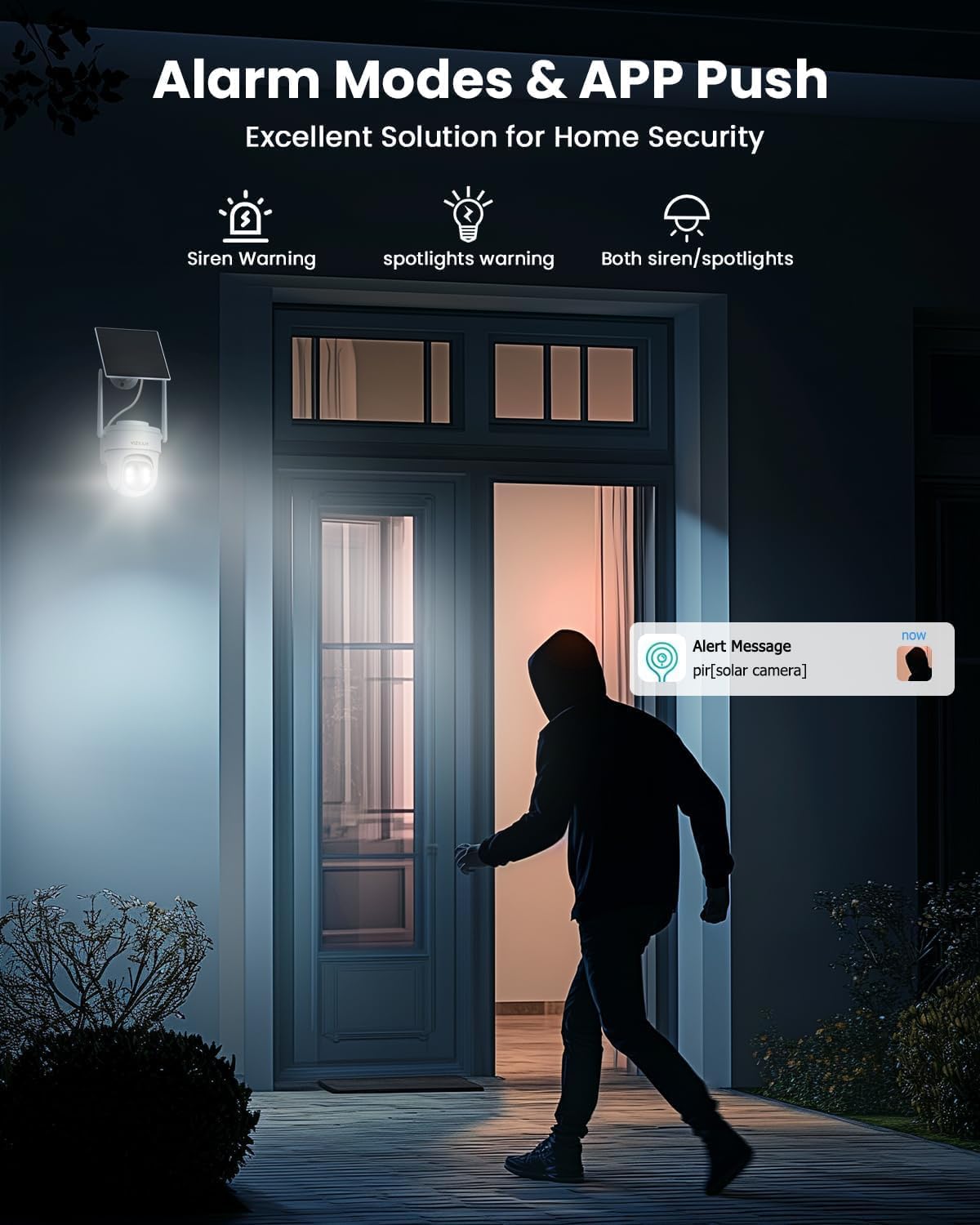 VIZIUUY 3MP Solar Security Cameras Wireless Outdoor, WiFi6,PIR+AI Detection