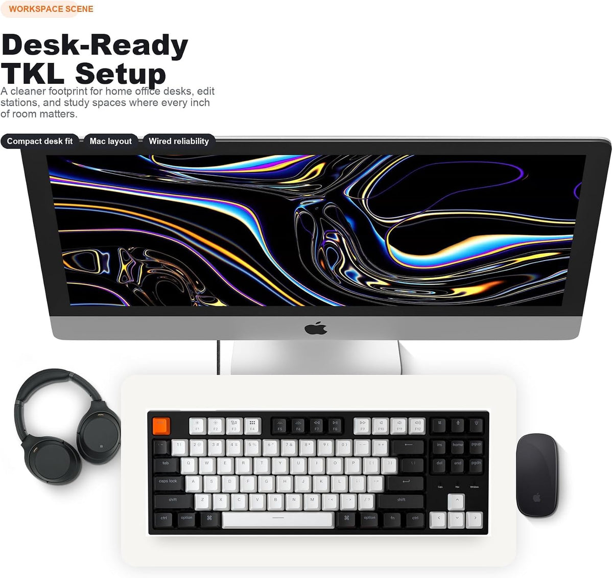 Keychron C1 Hot-swappable Wired Mechanical Computer Keyboard with Gateron G Pro Brown Switch/Double-Shot ABS Keycaps/White Backlight/USB Type-C Cable, Tenkeyless 87 Keys for Mac Windows PC