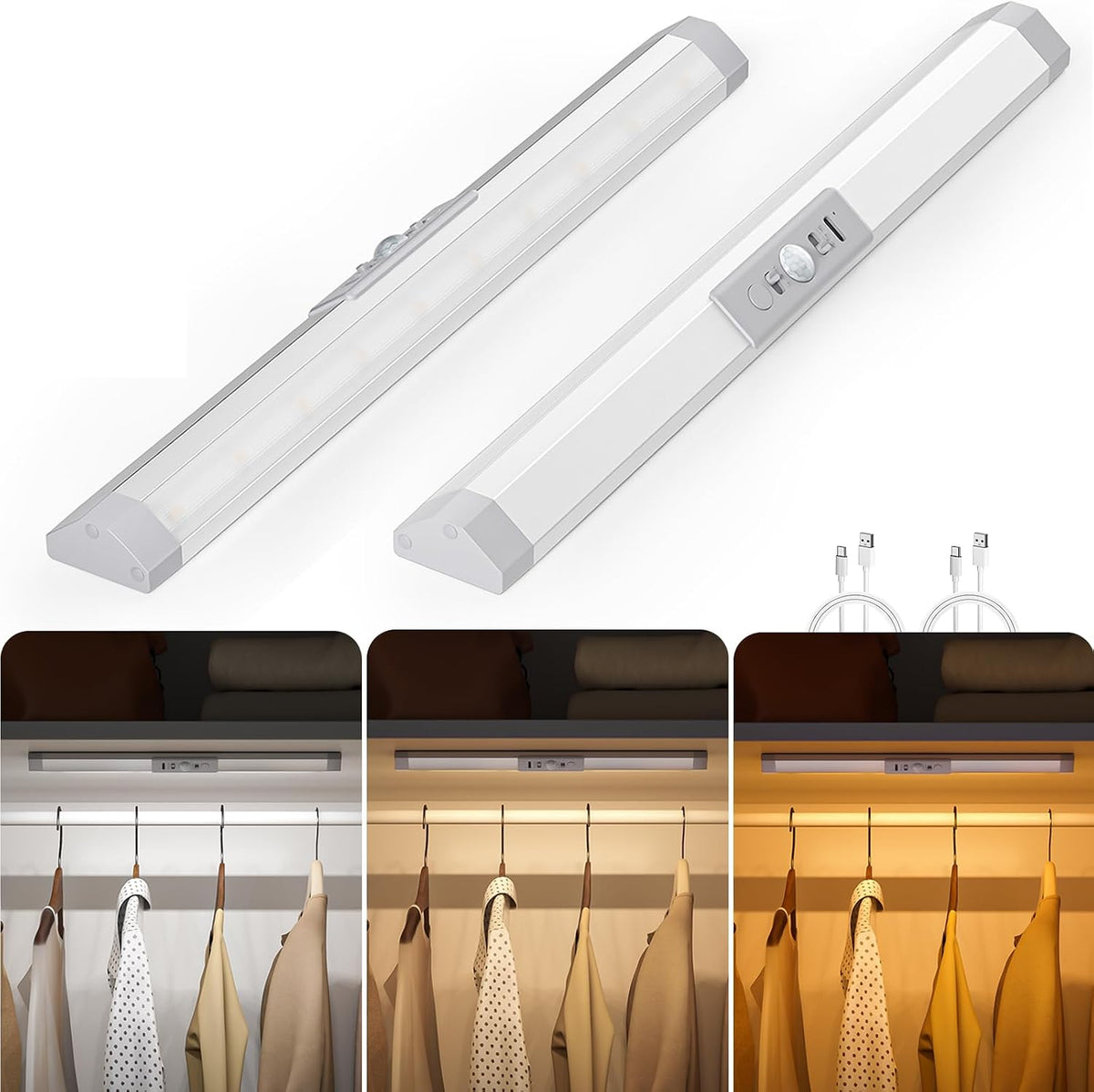 WOBANE Rechargeable LED Closet Lights Motion Sensored,Battery Operated Lamp