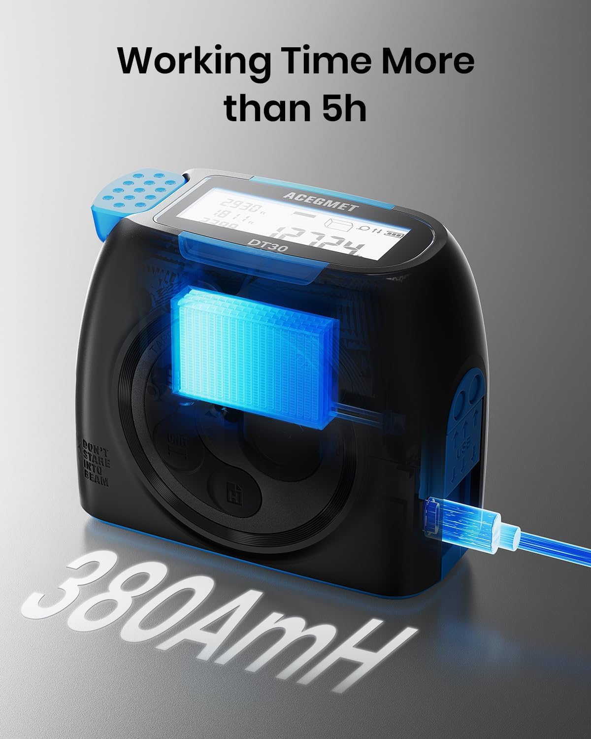 3-in-1 Digital Tape Measure, 130ft Laser Distance Meter and 16ft Auto-Lock Measuring Tape, Smart App Sync for Floor Planning, ±1/16" High Precision, 2" Backlit LCD, USB-C Rechargeable, IP54