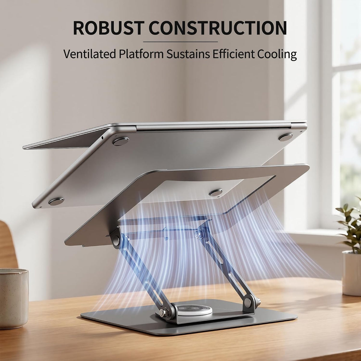 ALASHI 360° Rotating Laptop Stand, Multi-Angle, 10-17", Grey