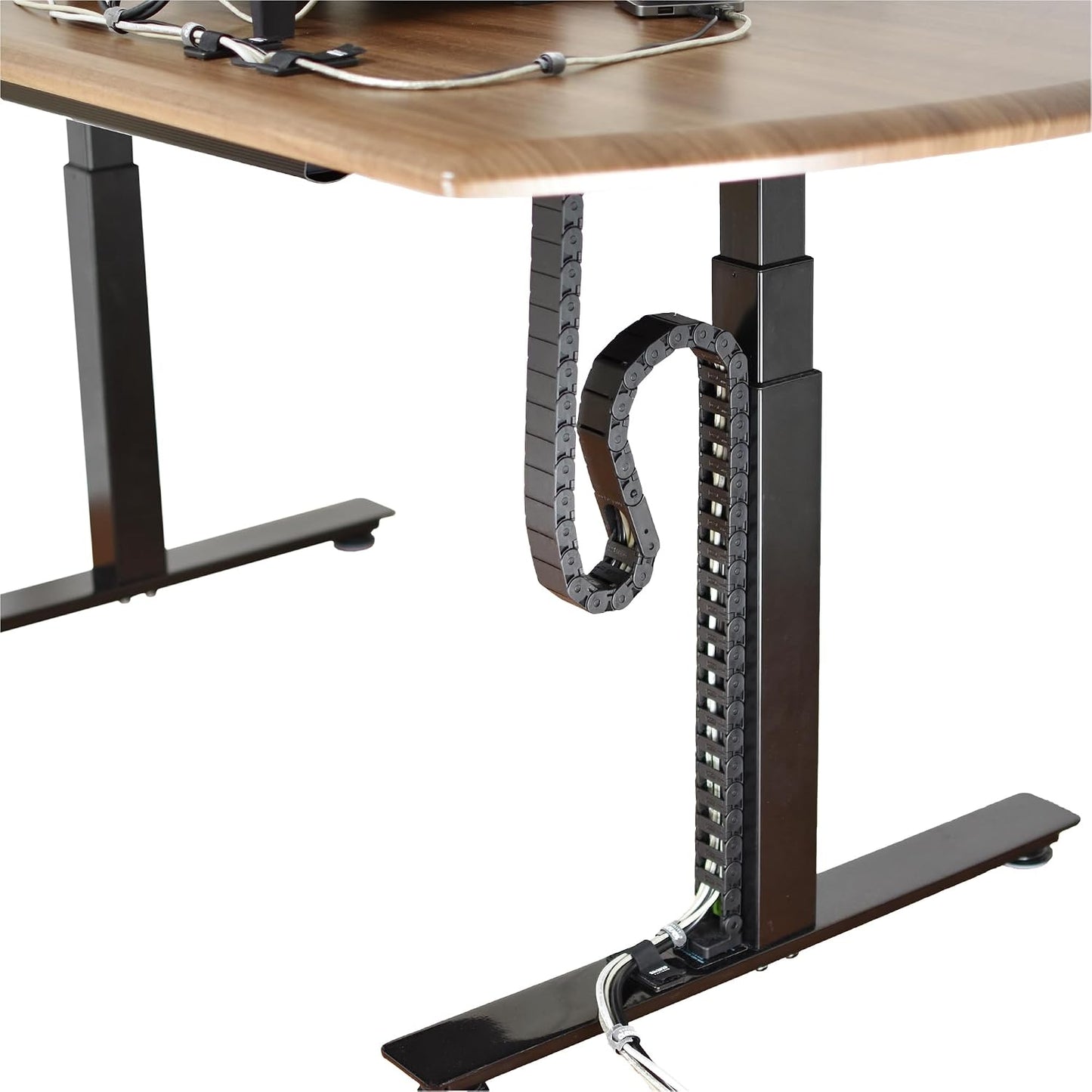 PivyCord-Vez Flex Chain Raceway Cable Management Solution for Sit-Stand Variable Height Desks, Flexible Cable Raceway to Hide, Organize and Protect Wires and Cables, White