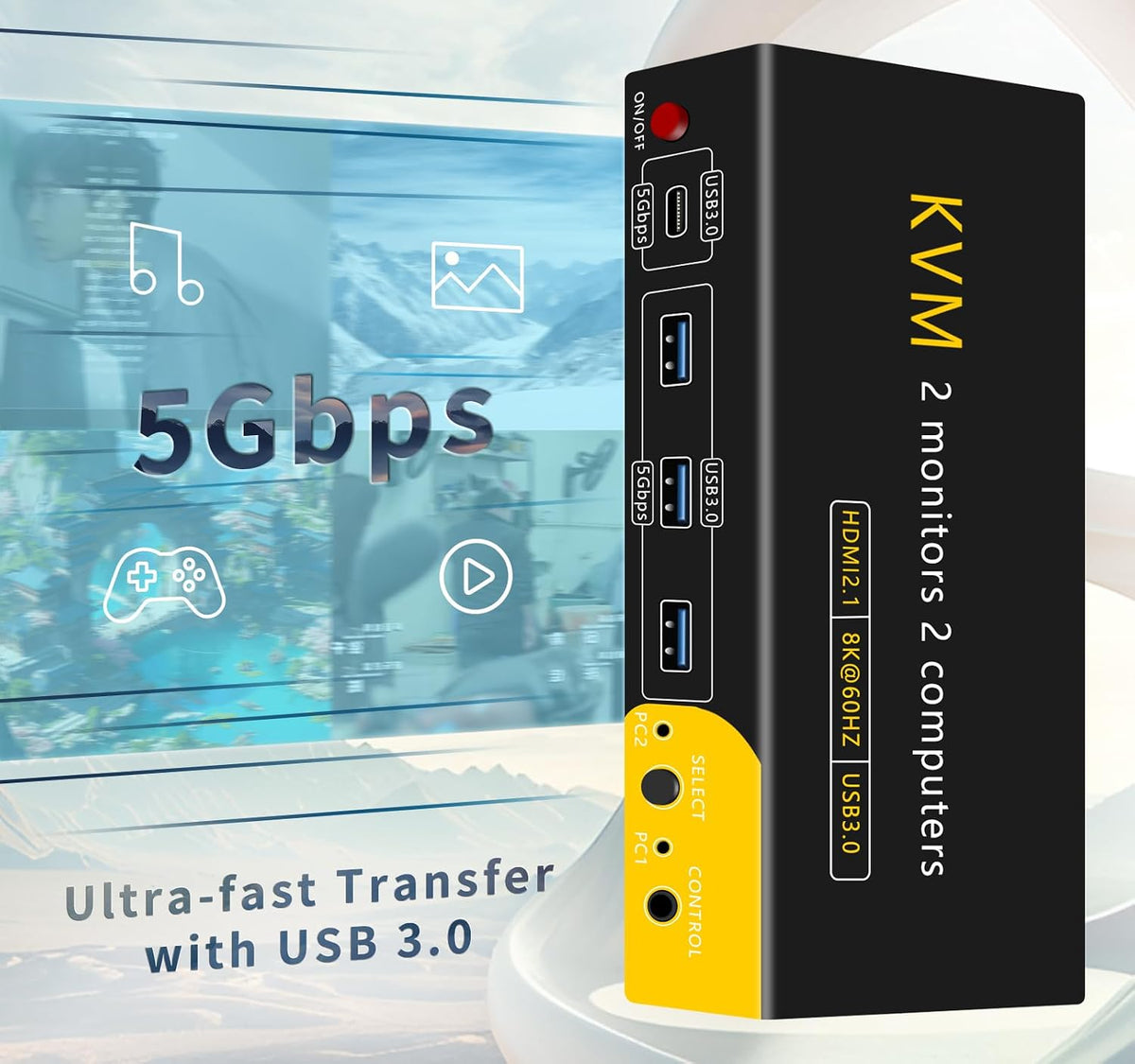 DP HDMI KVM Switch 2 Monitors 2 Computers Display Port