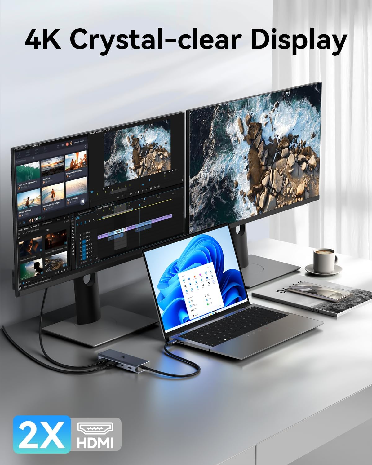 9-in-1 Docking Station Dual Monitor 4K LIONWEI USB C Hub for Laptop Mac
