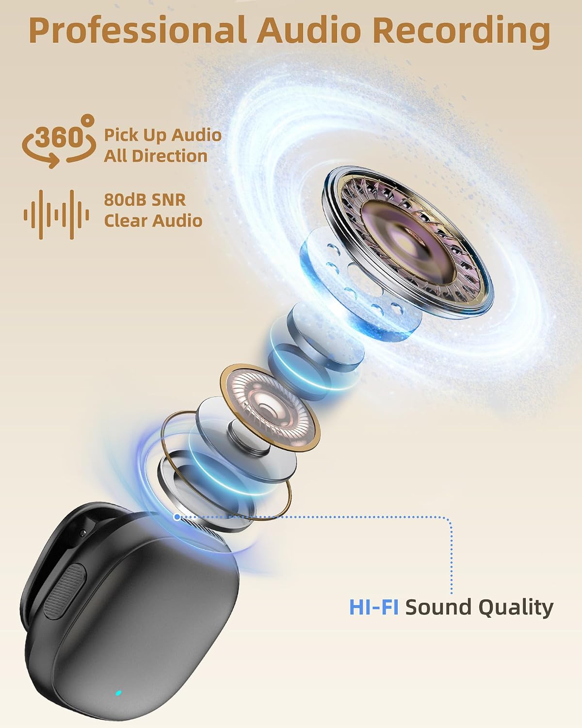 Wireless Lapel Microphone with AI Noise Filter for Content Creator
