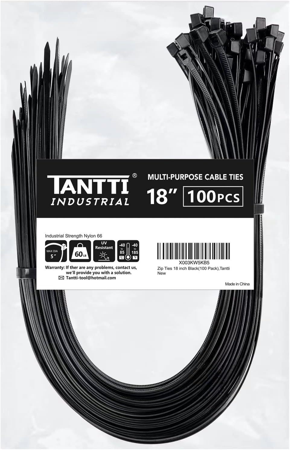 Zip Ties 12 inch, Black Zip Ties 1000 pack, 40lb, Cable Ties, Self-locking Wire ties for indoor and outdoor use, by Tantti