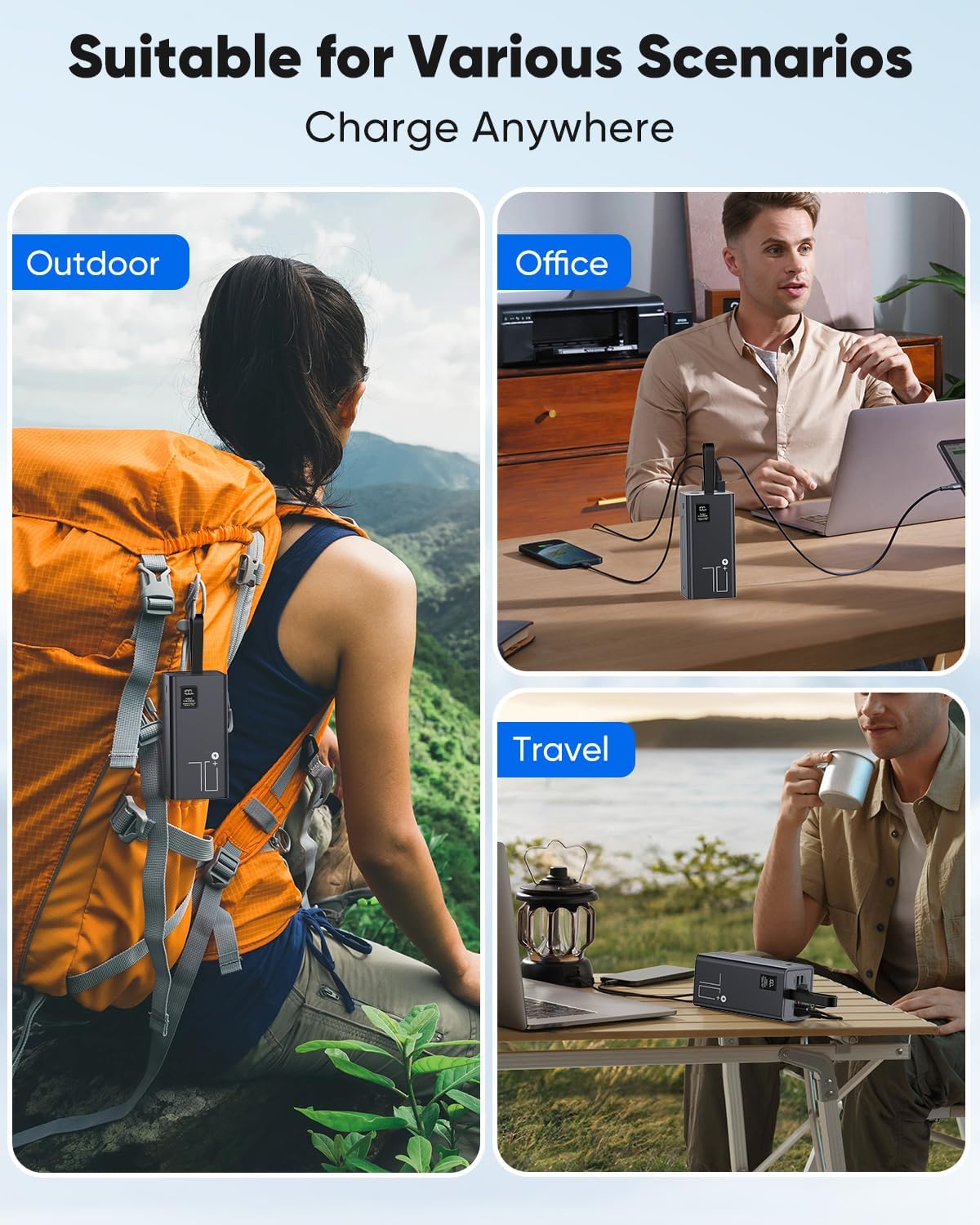 Portable Charger 70000mAh Power Bank Fast Charging, External Battery Pack High Capacity, 30W USB C Battery Bank PD&QC 3.0,5 Output 2 Input, LED Display Powerbank for iphone Tablet Camping Travel