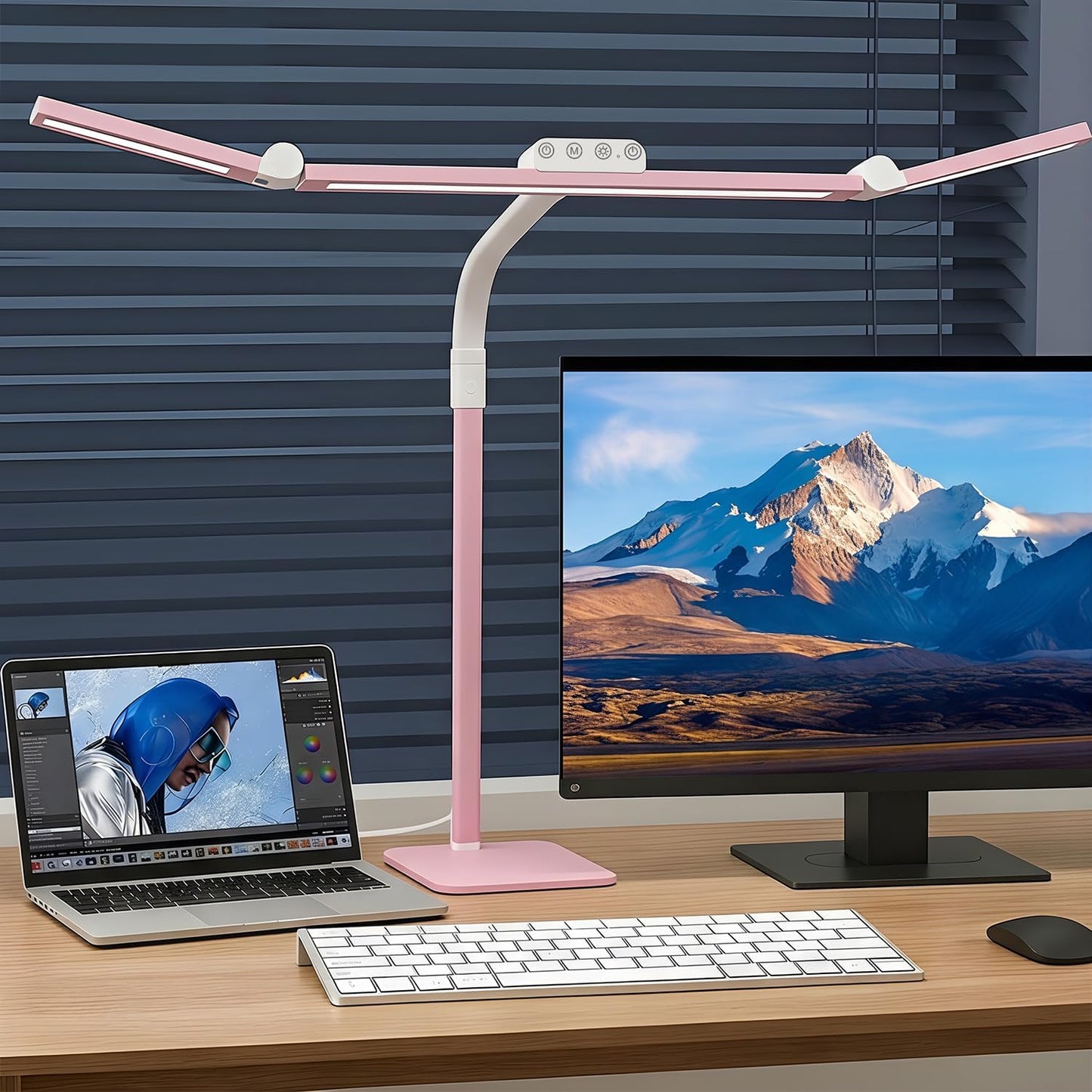 LED Desk Lamp for Home Office with Base, 28.2" Adjustable Gooseneck Swing Arm Ultra Bright Desk Light, Dimmable Architect Table lamp for Desktop Computer Light, Reading, Study, Workbench