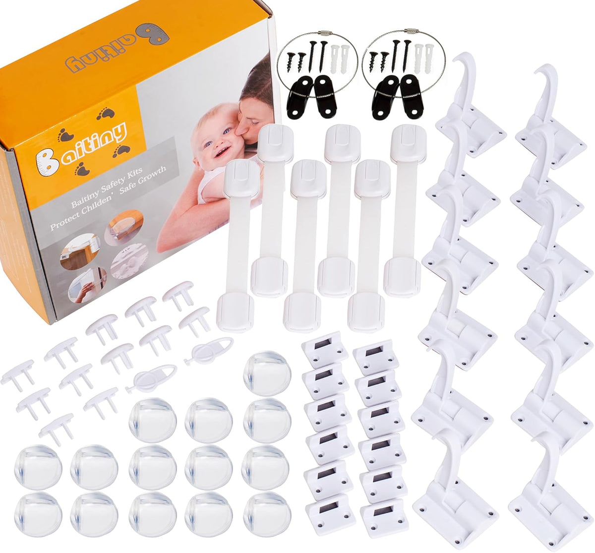 44-Piece Baby Proofing Kit, Magnetic Cabinet Locks & Outlet Covers