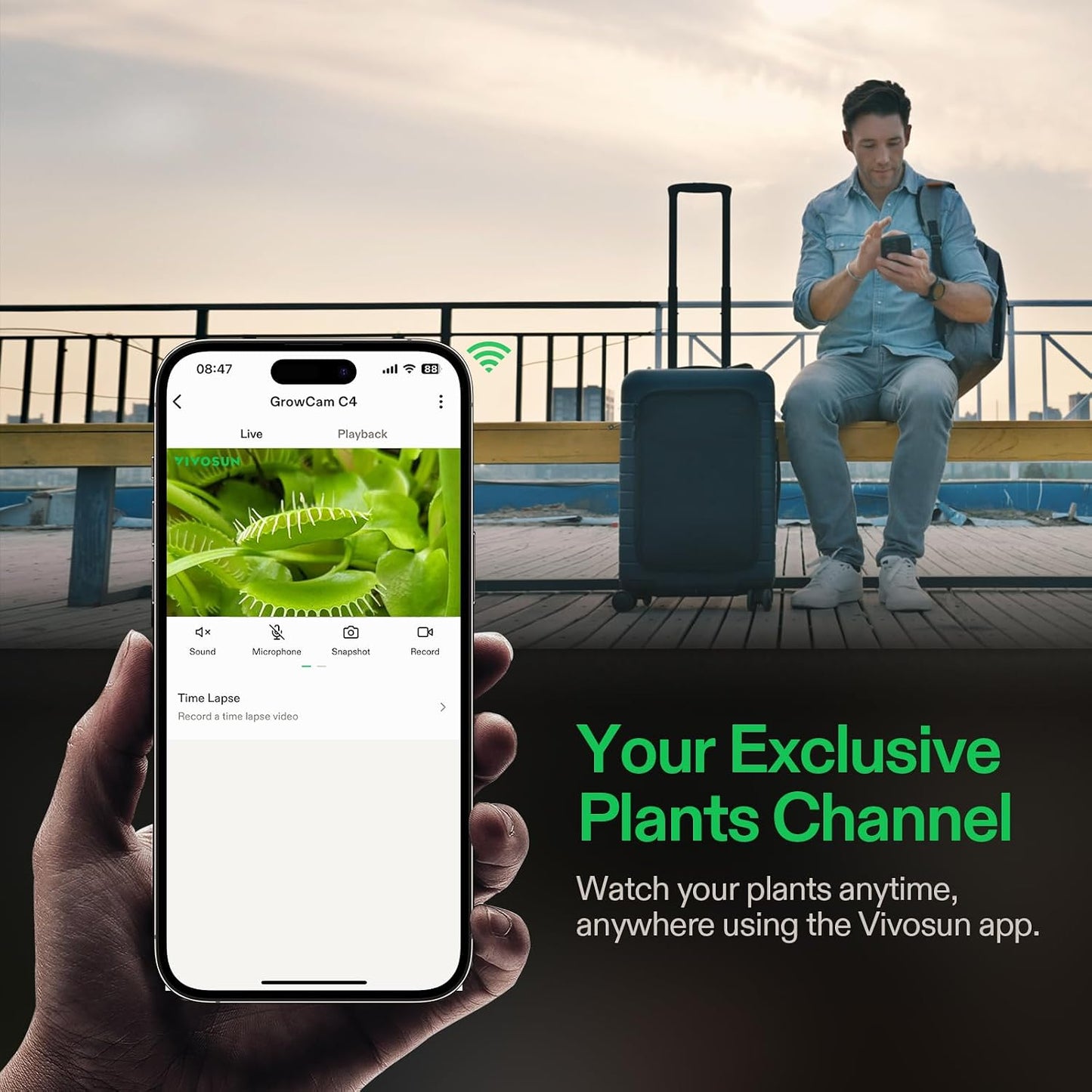 VIVOSUN GrowCam C4, 2K QHD WiFi Smart Camera for Grow Tent & VGrow Smart Grow Box, Supports 2.4GHz WiFi (Not 5GHz/6GHz), Timelapse, Night Vision, SD Card Storage, 2-Way Audio, App Control
