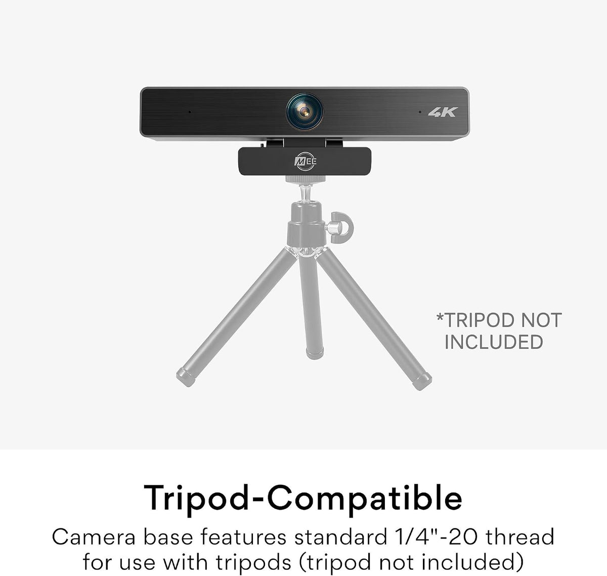 MEE Audio C11Z 4K Ultra HD Webcam with ANC Microphones, 4X Digital Zoom, Low Light Correction, Wide Angle Lens and Privacy Cover for Zoom Video Conferencing on Computer PC Mac Laptop Desktop