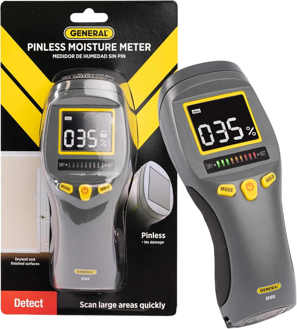 General Tools Digital Moisture Meter MMD7NP - Humidity Sensor- Pinless and Non-Invasive