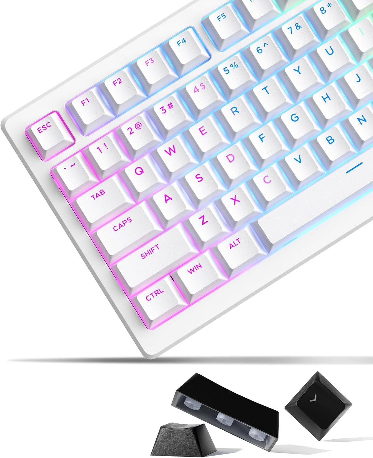 SDYZ Custom Keycaps-Keycaps 60 Percent, Suitable for GK61/GK64/RK61/Anne/GH60 /ALT61 Mechanical Keyboards, 71 Key Set, OEM Profile PBT Key caps (Coral Sea)