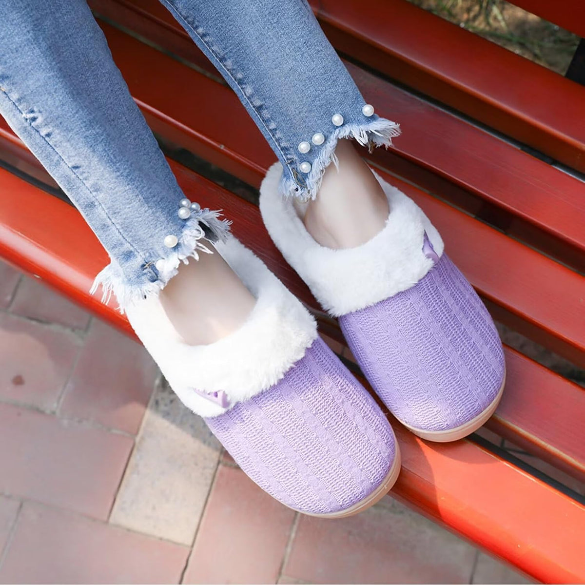 NineCiFun Women's Slip on Fuzzy Slippers Memory Foam House Slippers Outdoor Indoor Warm Plush Bedroom Shoes Scuff with Faux Fur Lining