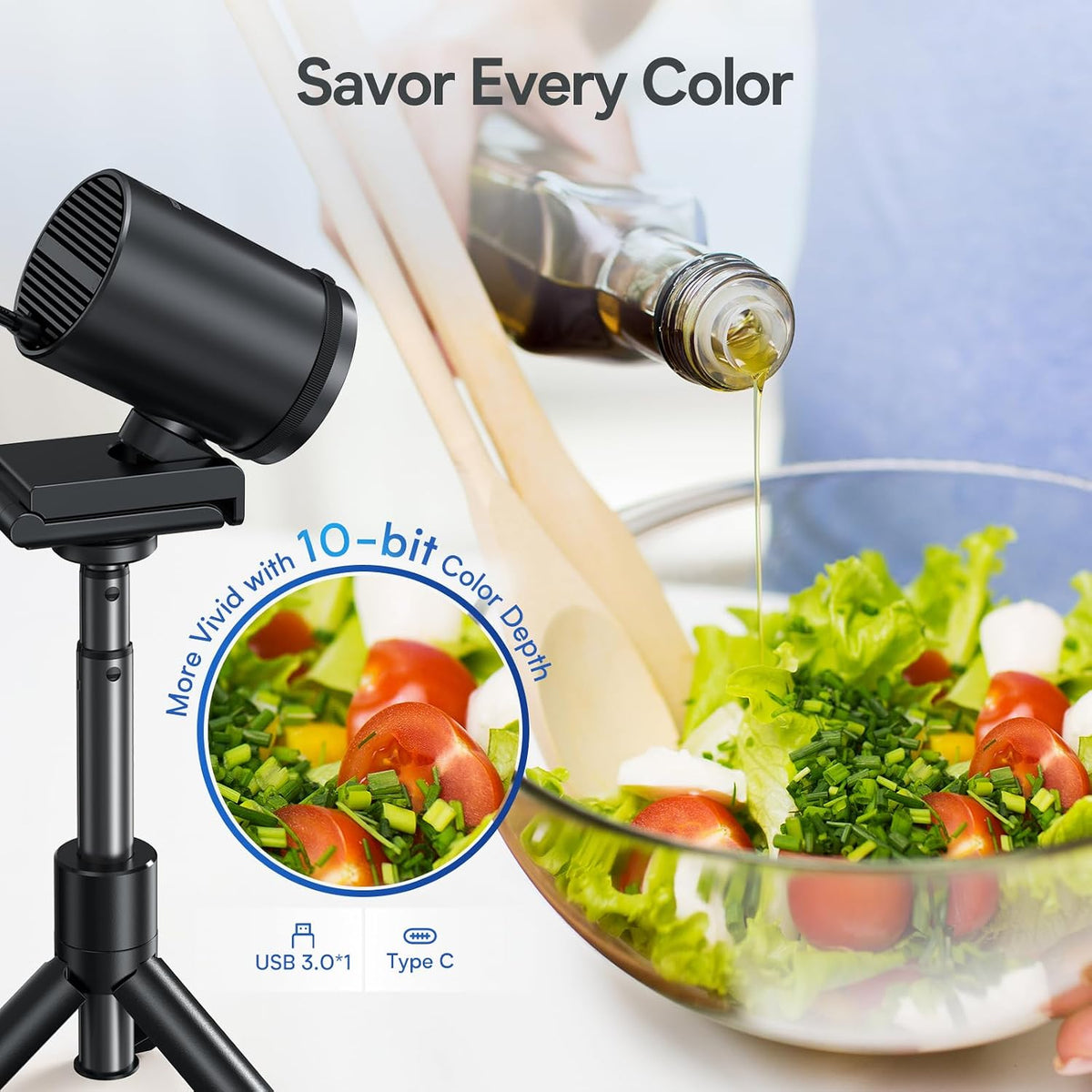 EMEET SmartCam S800 4K Webcam for Streaming, 1/2'' Sensor, Supports HDR