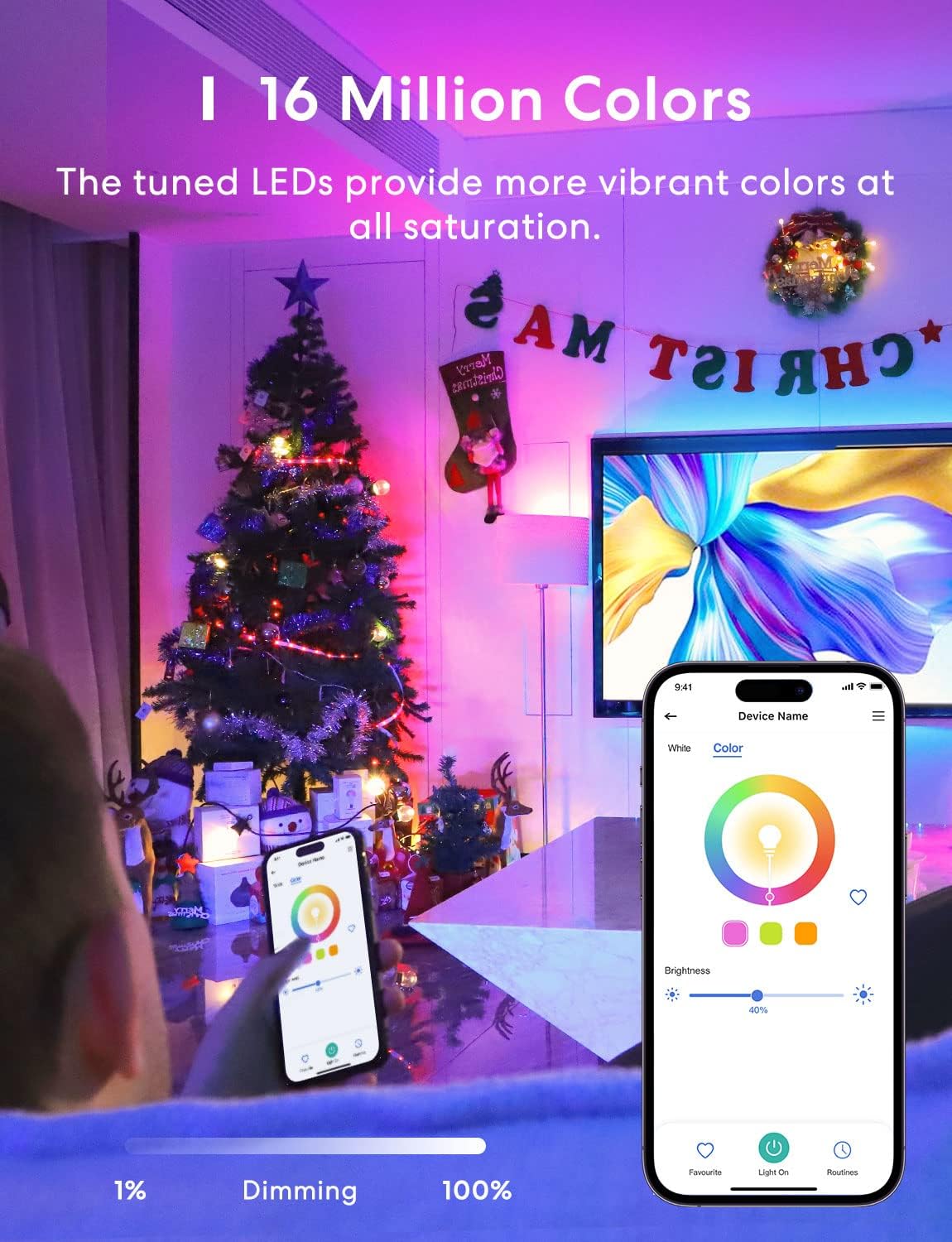 meross Smart LED Light Bulb, Supports Apple HomeKit Dimmable E26 Multicolor