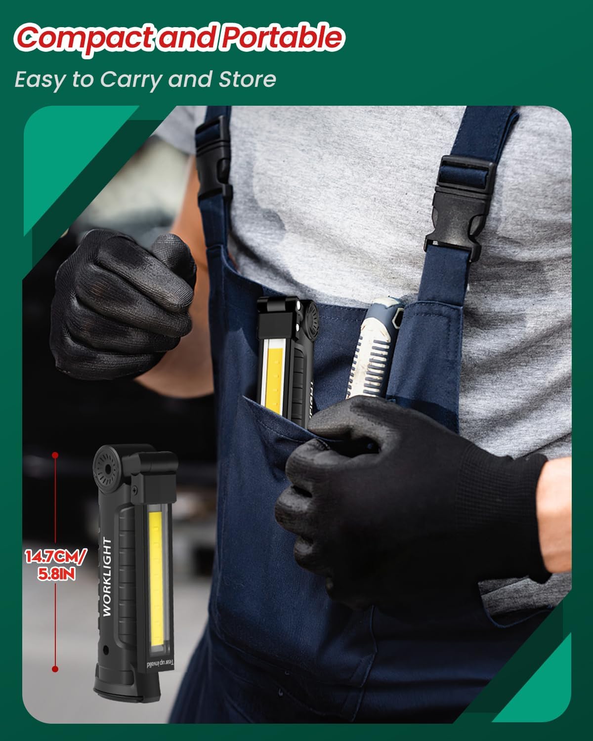 Coquimbo 2 Pack Rechargeable Work Light, Christmas Tool Gifts for Men Dad | Mens Stocking Stuffers for Adults Husband, LED Flashlight, BBQ Light Grill Accessories with Magnetic Base and Hook (Black)