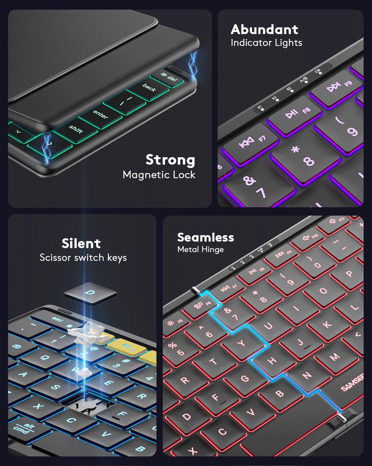 Samsers Full-Size Foldable Bluetooth Keyboard for Laptop Phone Tablet -BK