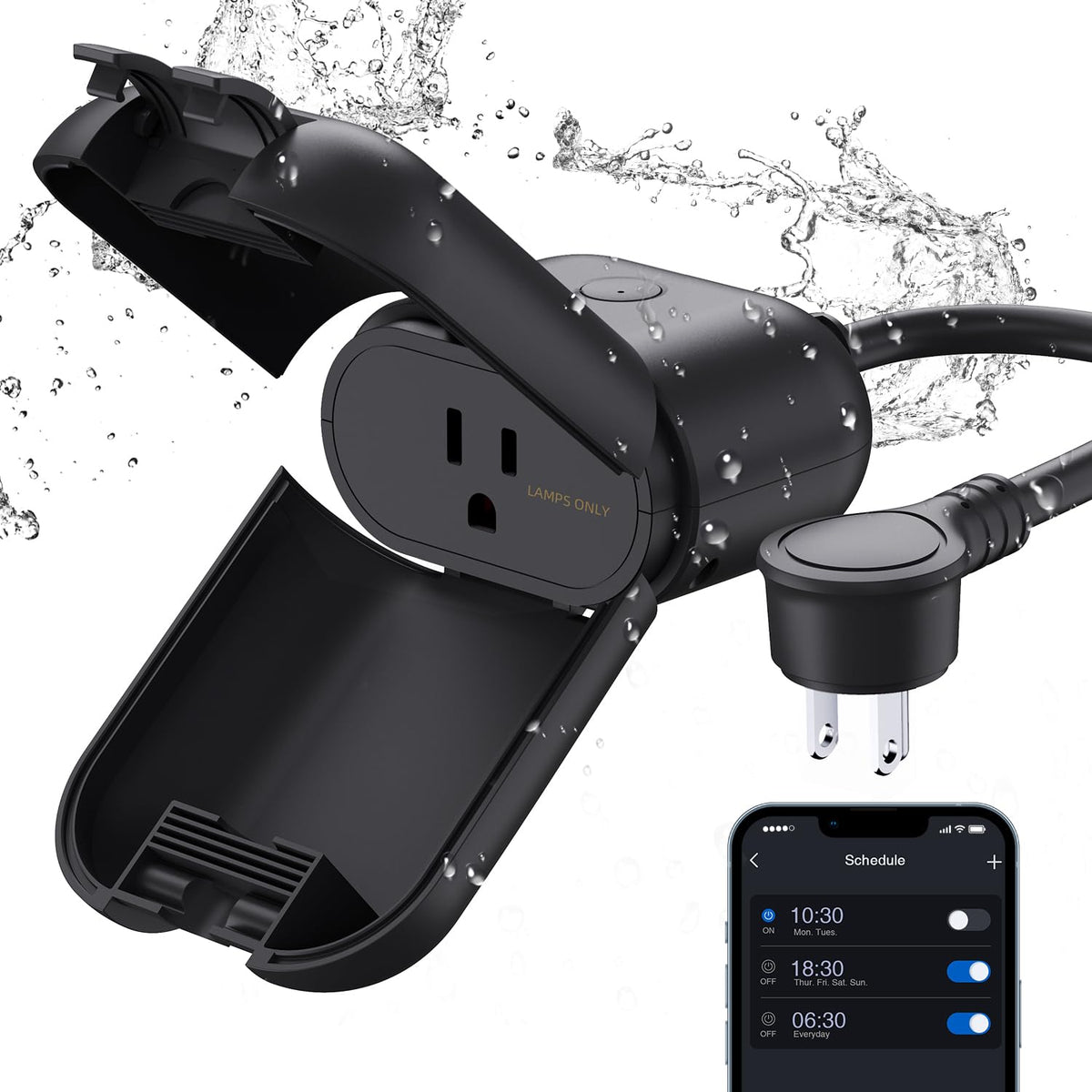 ELEGRP Outdoor Smart Dimmer Plug Waterproof IP66, Smart WiFi Plug with 2 Individually Sockets, Compatible with Alexa & Google Assistant, Outdoor Dimmer for String Lights, UL Listed, 2 Pack, Grey