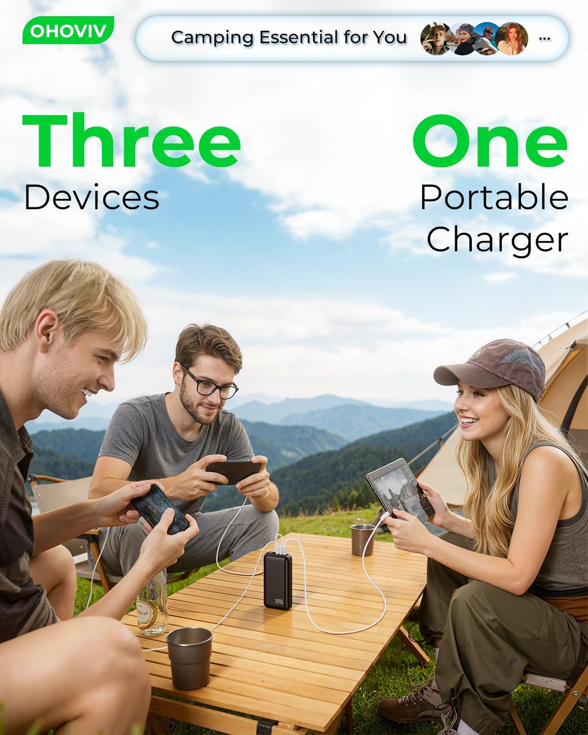 OHOVIV Portable Charger Power Bank 50000mAh,PD 22.5W Battery Pack | 4× Faster Charging,Up to 55% in 30mins,Travel Essential,Portable Phone Charger for iPhone 17/16/15 Series,Galaxy,Tablet,Black