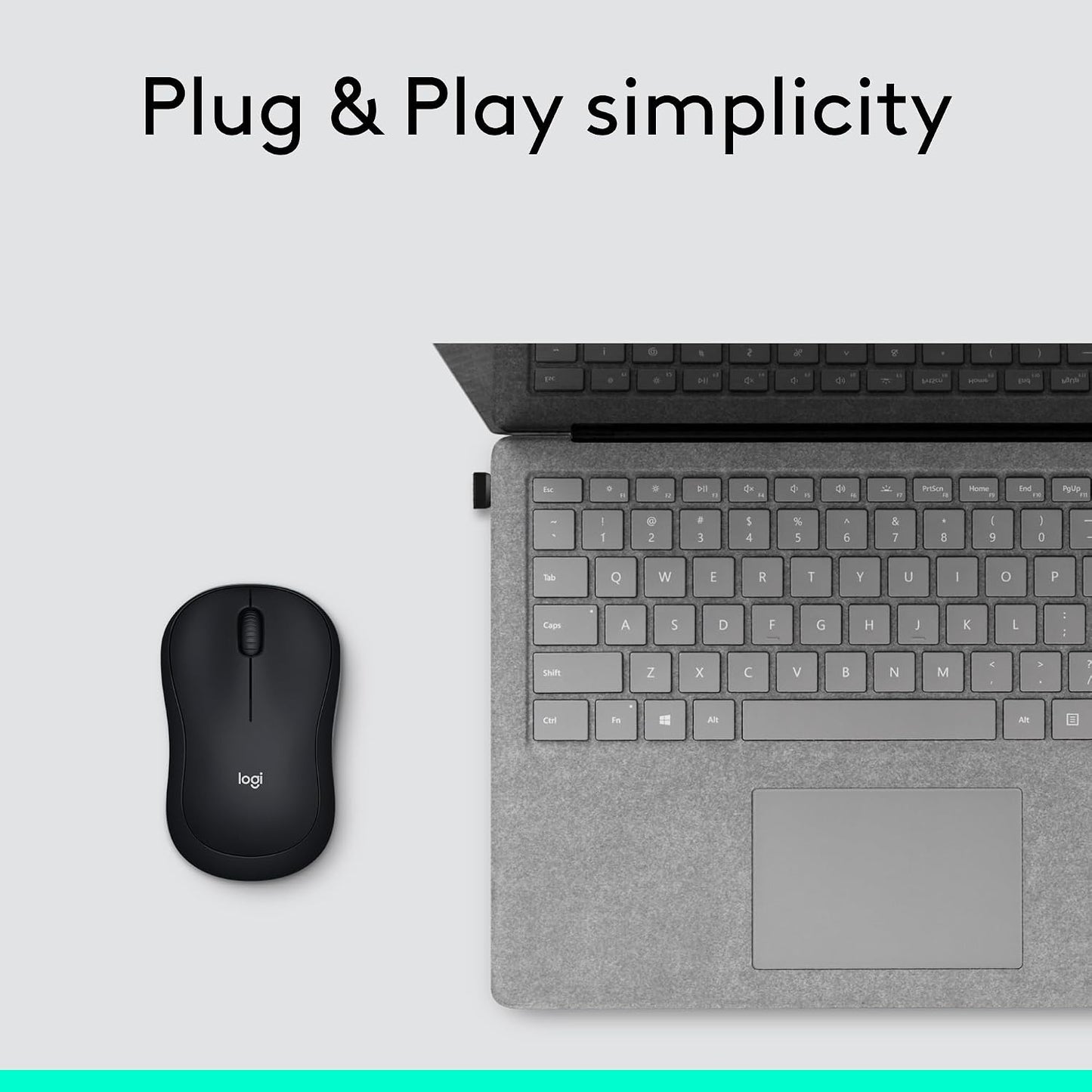 Logitech M185 Compact Ambidextrous Wireless Mouse with Rubber Grips - Black | Ambidextrous mouse with 2.4 GHz USB-A Nano Receiver, Optical Tracking, 12-Months Battery Life, PC, Mac, Laptop compatible