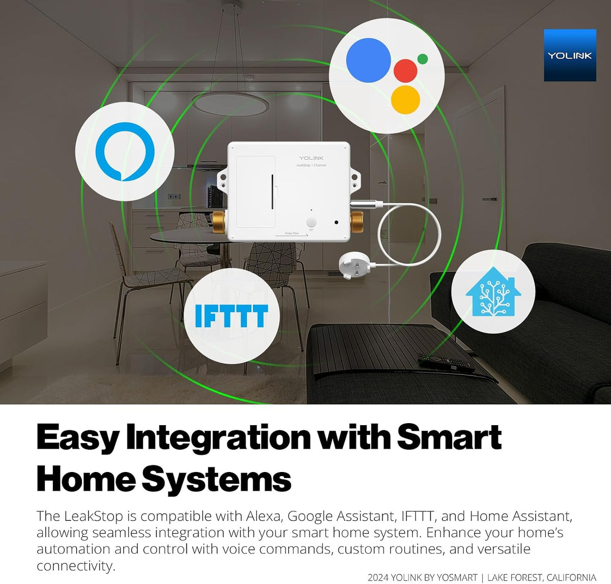 YoLink LeakStop 1-Channel for Toilets/Sinks, Auto Shutoff Valve & Leak Detector, Real-Time Monitoring, LoRa Long-Range, 2 AA Up to 5-Year Battery, App/SMS/Email Alerts – Hub Required