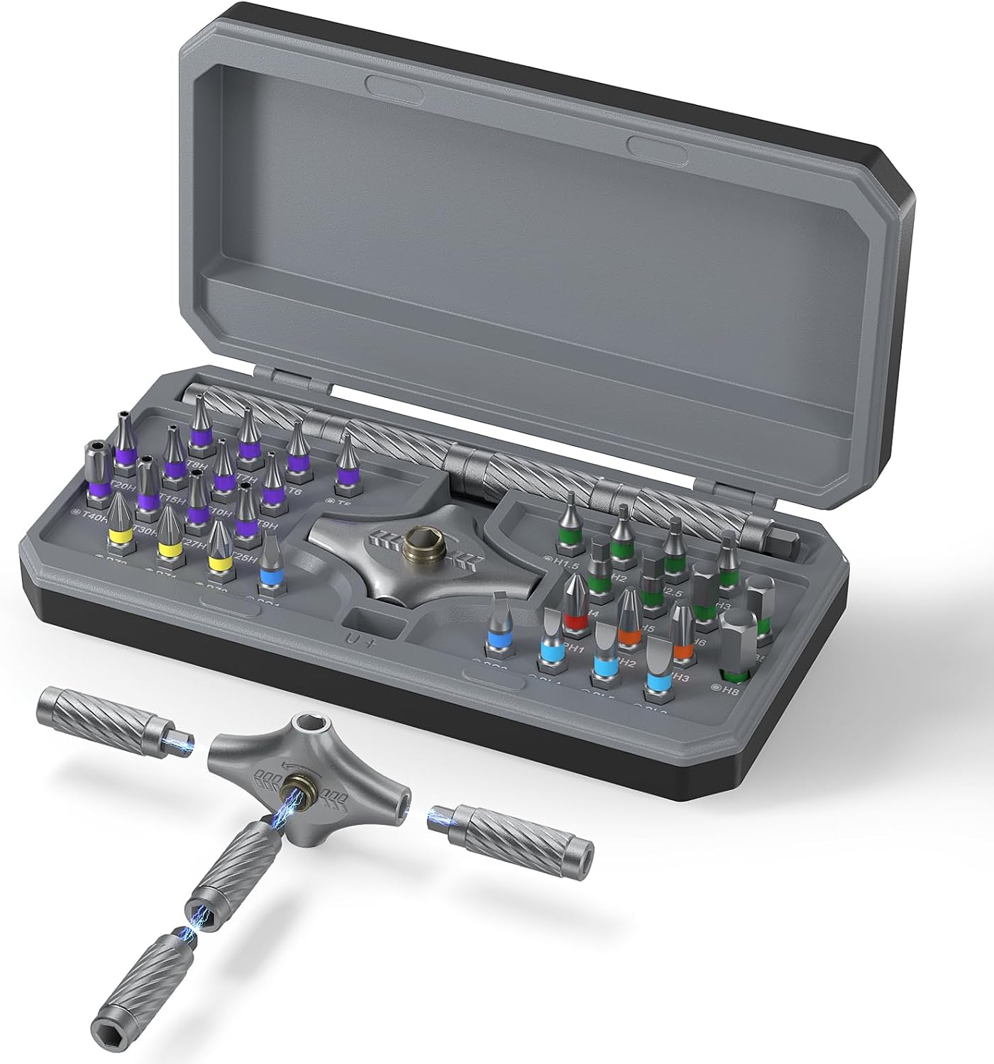 69 in 1 Magnetic Screwdriver Set with 4 Handles, Ratcheting Screwdriver Set, S2 Steel Bits, Precision & T-Handle, Multi Bit Tool Kit for Home, Auto, Repair, Furniture