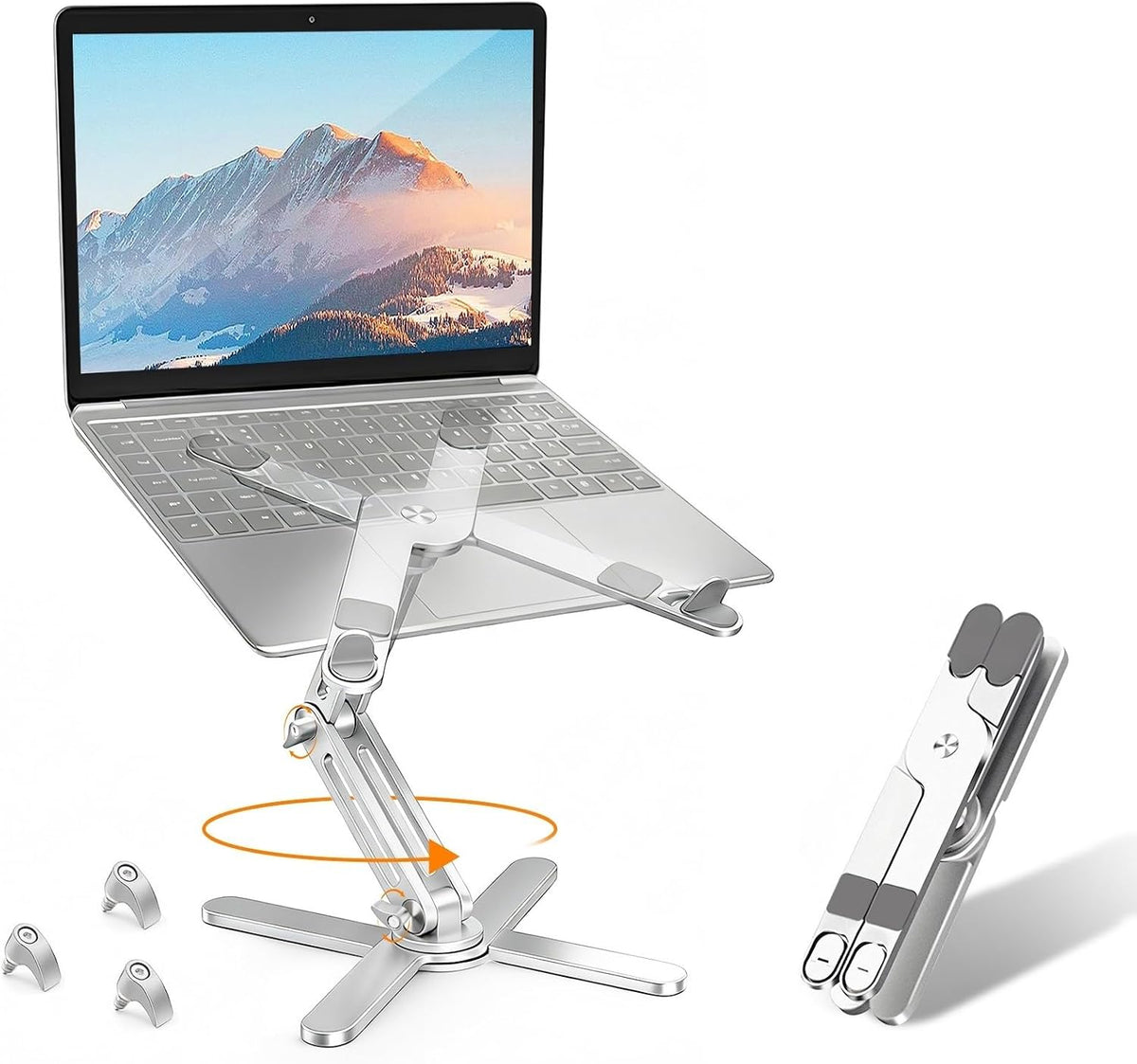MOALLIA N86 360 Rotating Laptop Stand for Desk with Locking Knobs, Black