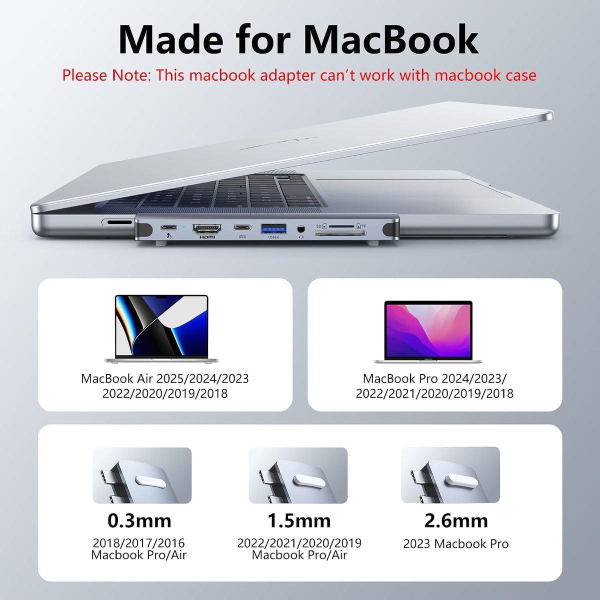 USB C Hub HDMI USB Adapter for MacBook Pro Air M3 M2 M1 2025-2018 13 14 16", MacBook Adapter Multiport 8 in 2 Mac USB C Hub with HDMI, Thunderbolt 3, 10G USB C&A Data Ports, SD TF Card Reader, Audio