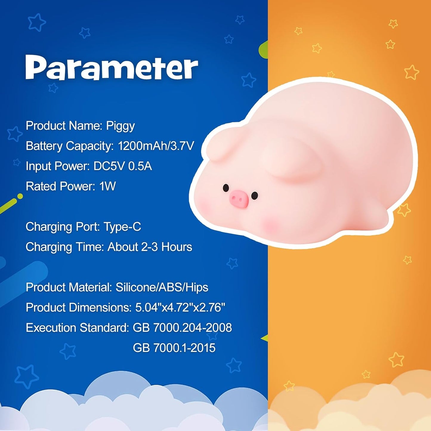 Squishy Pig Night Light 3 Brightness Adjustable Cute Lying Flat Piggy Light with Timer Nursery Breastfeeding Nightlight Rechargeable Silicone Touch Bedside Animal Lamp for Home Bedroom Dorm Decor