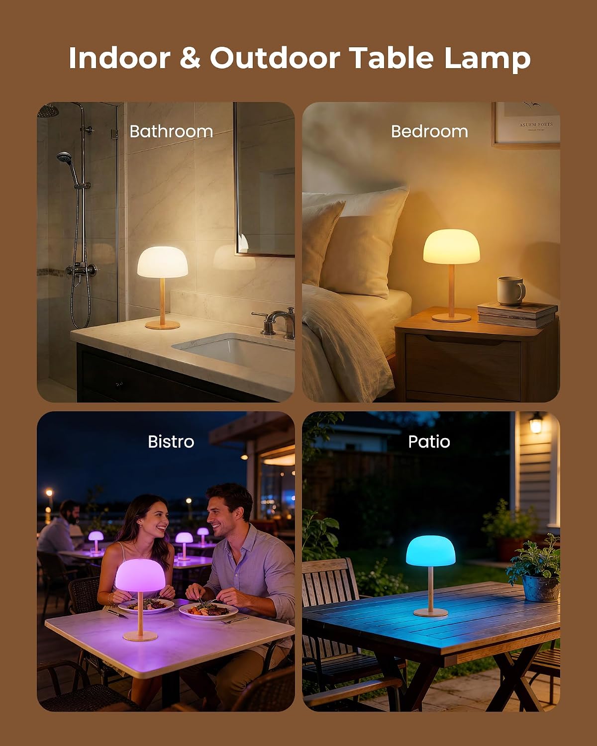 IP65 Shower Lamp Waterproof, 7500mAh Rechargeable Shower Lamp for Inside Shower, 18 Colors Cordless Shower Light, Stepless Dimming LED Table Lamp for Bathroom Bathtub Patio Outdoor