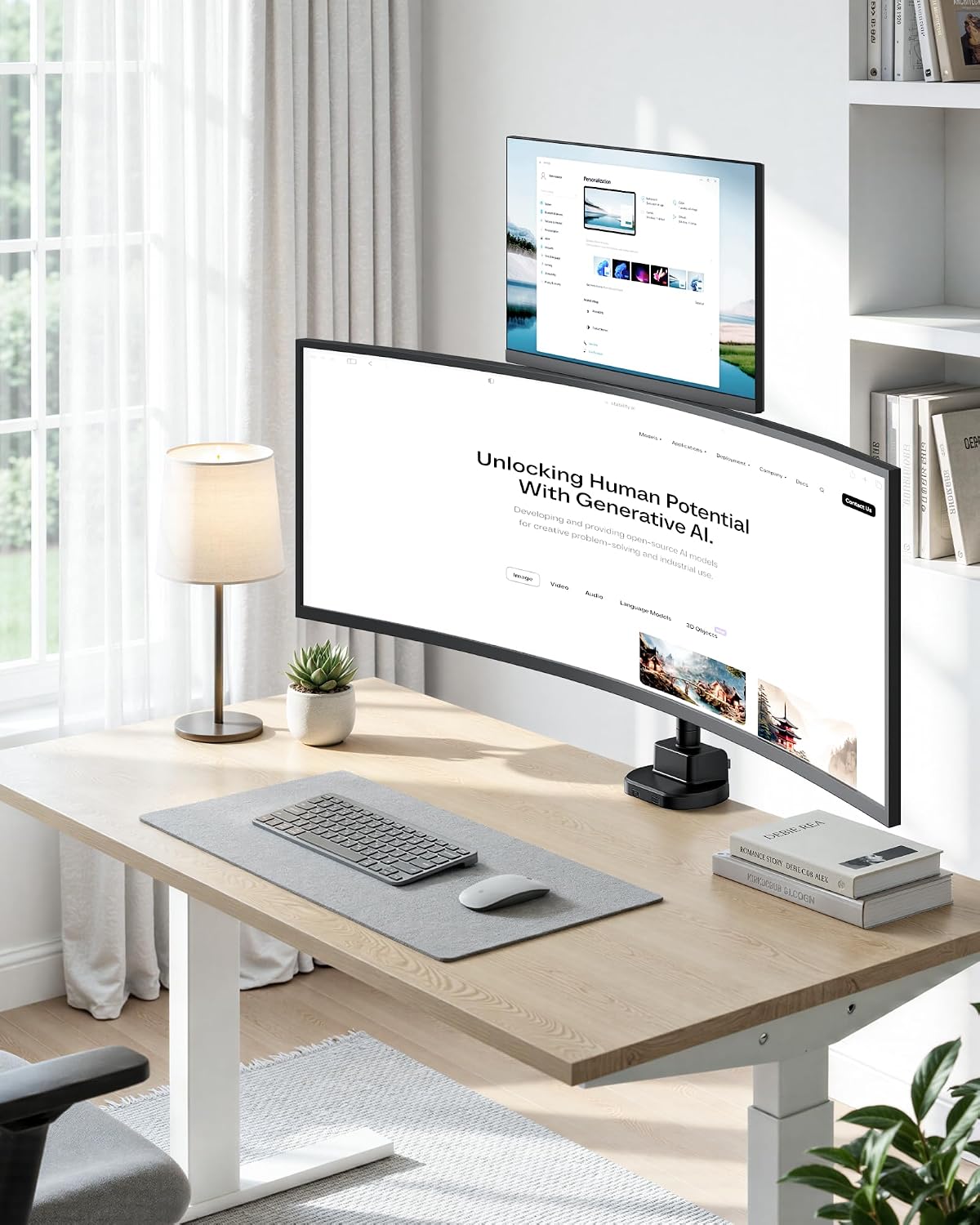 monTEK Heavy-Duty Stacked Dual Monitor Stand for 24-57" Screens