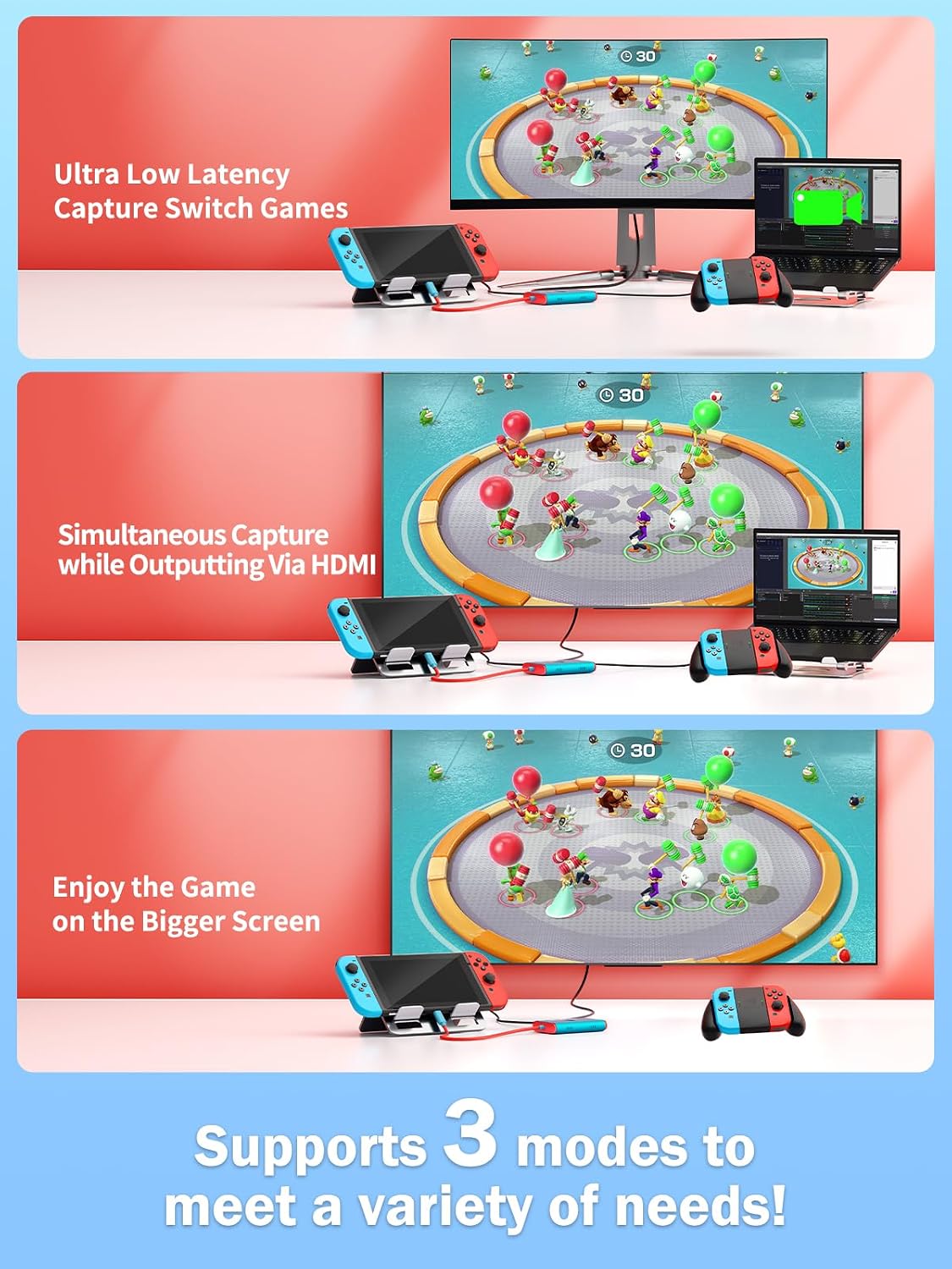 Lemorele USB‑C Video Capture Dock with HDMI Loop‑Out, 1080P@60Hz, 100W PD Charging, Plug and Play for Nintendo Switch/Steam Deck/Phones/Tablets, OBS Compatible