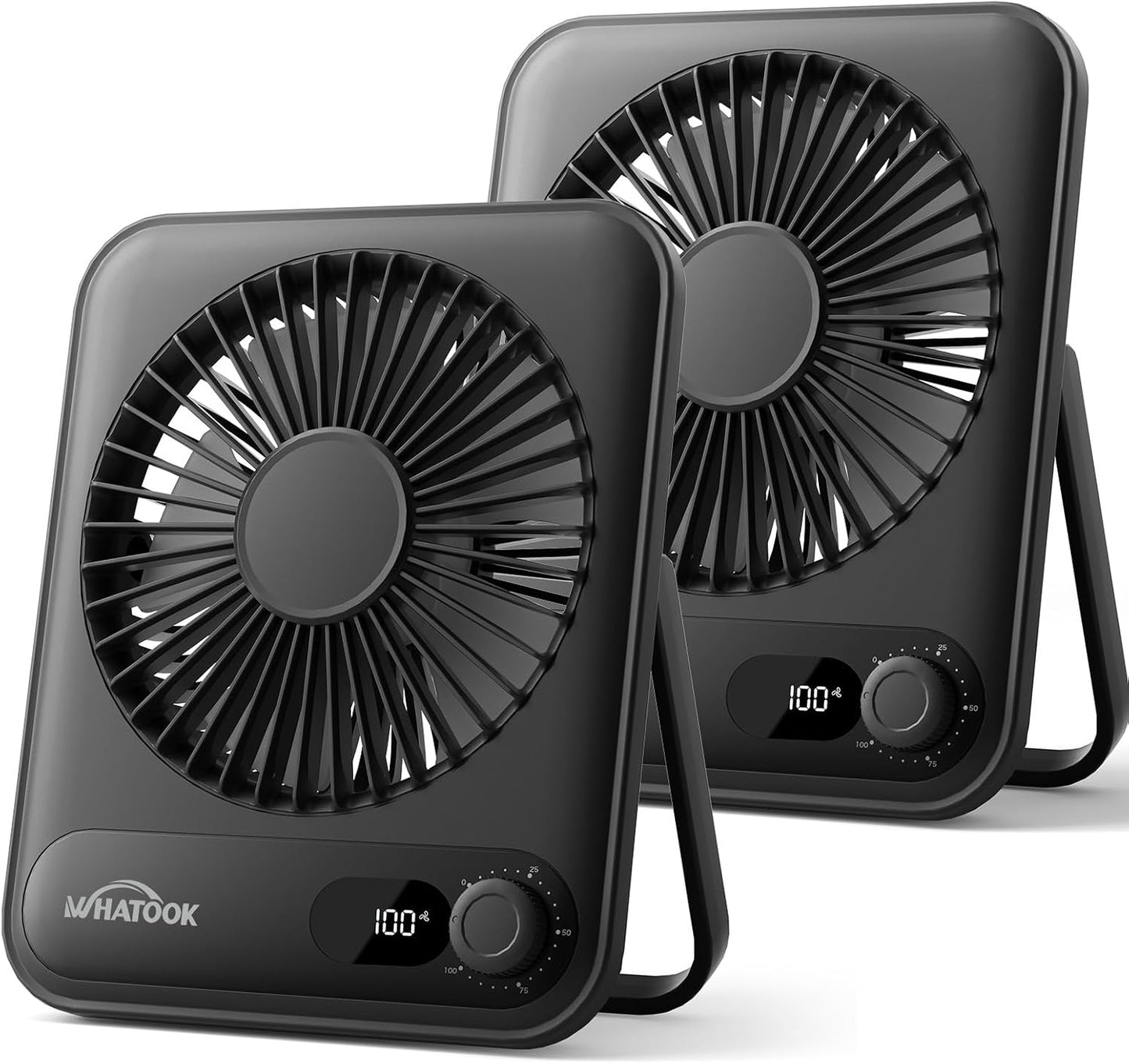WHATOOK Small Desk Fan Personal Fans: 5000mah 25 Hours Battery Office Quiet Mini Desktop Fan Portable Rechargeable Travel Essentials (Purple, 2000 mAh)