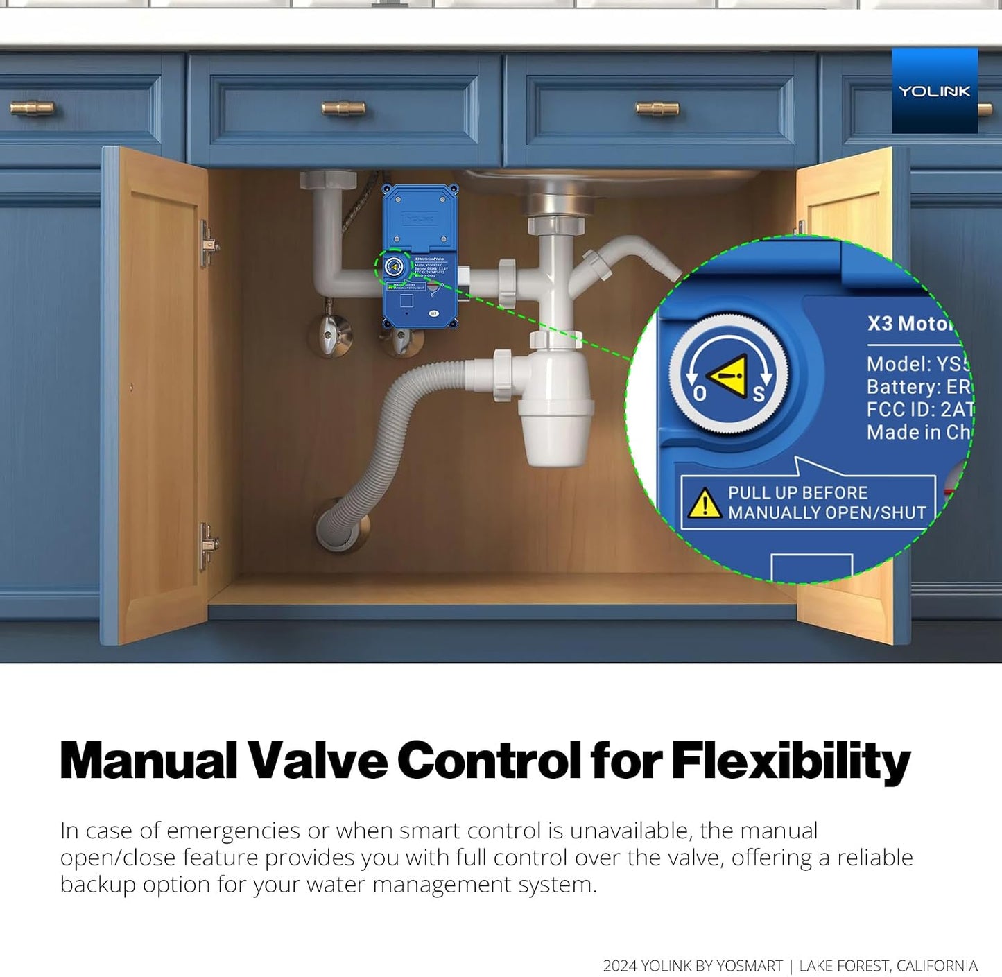 NSF Certified YoLink Leak Protection Kit, 3/4" Battery-Powered Shutoff Valve w/ Controller + 3 Leak Sensors + Hub, D2D Offline Auto Shutoff, LoRa Long-Range, App/Email/SMS Alerts, 10+ Year Battery