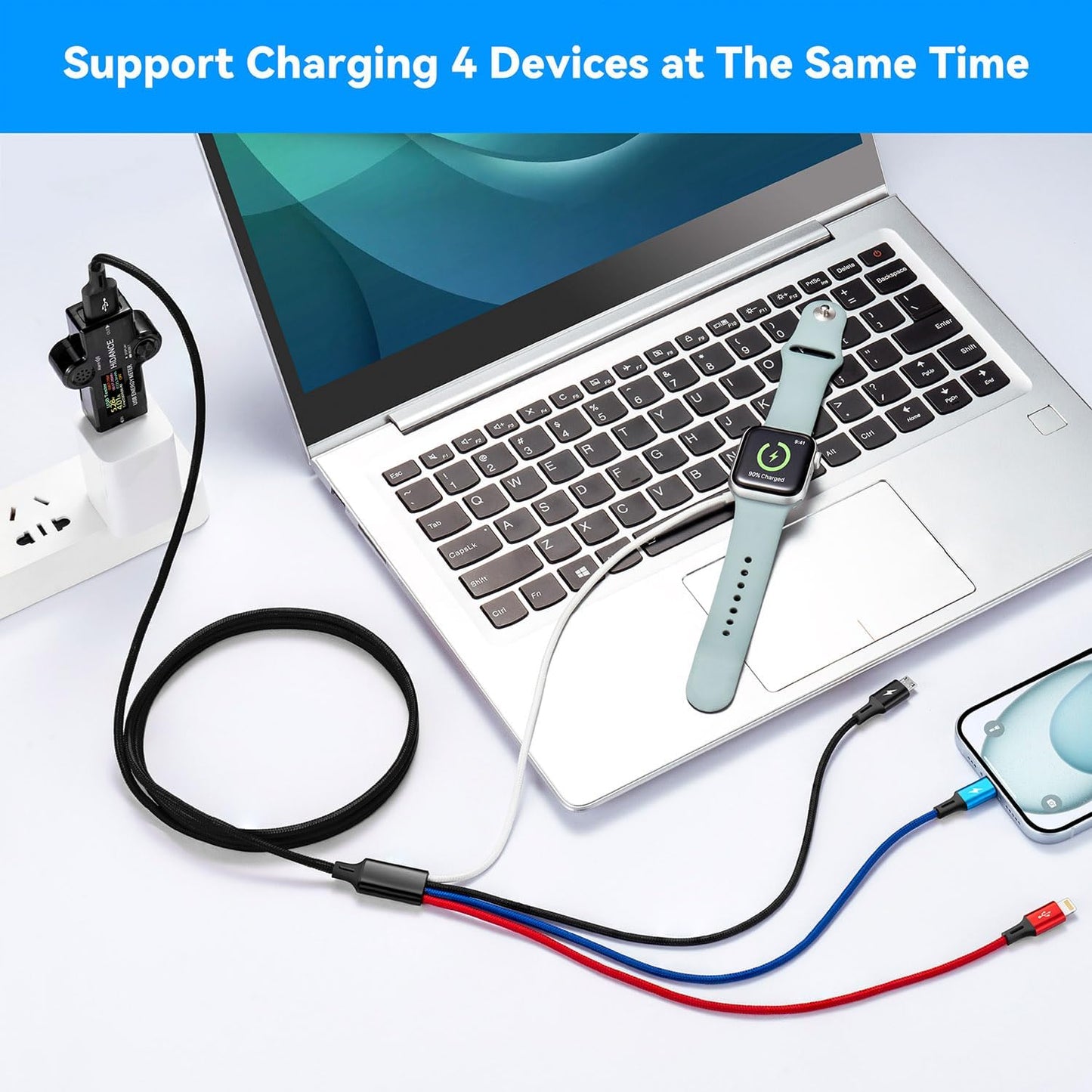 2026 Travel Essentials,Multi Charging Cable for Apple Watch Charger,6ft | Cruise Vacation Camping Essentials,iPhone Charger,4 in 1Charging Docks for iWatch Series 11-2/Ultra,iPhone 17-12,Car,2 packs