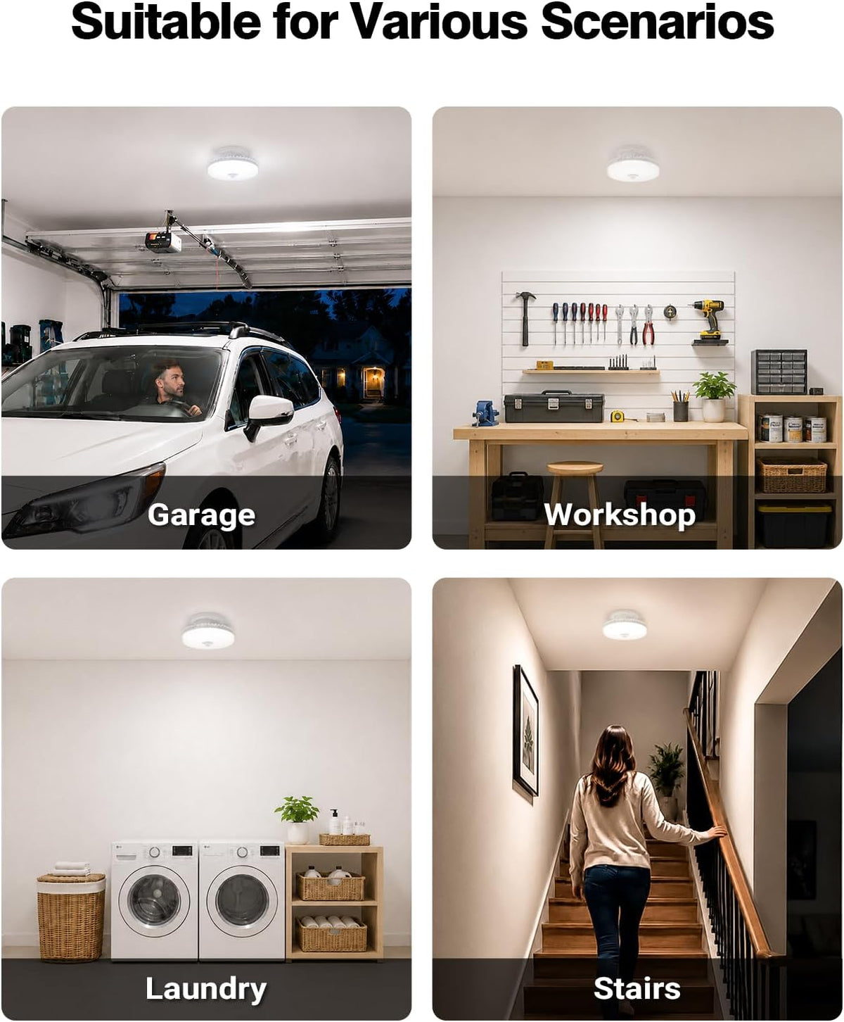 LED Garage Lights, Screw in E26 Smart Light Bulbs 120-277V 1900LM
