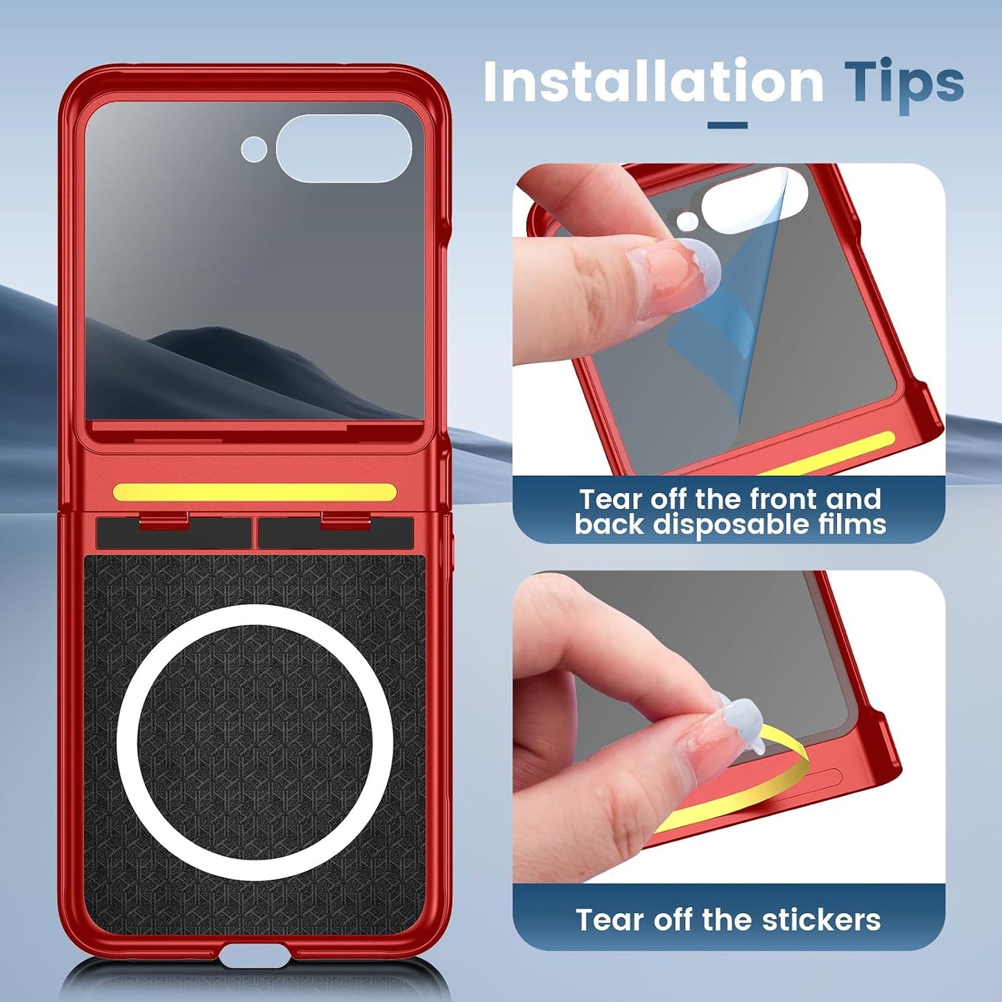 VEGO for Motorola Razr 2026/2025/2024 Case, Compatible with MagSafe Red | Hinge Protection & Kickstand & Privacy Screen Protector, Magnetic Slim Hard PC Protective Cover for Moto Razr 2026 - Red