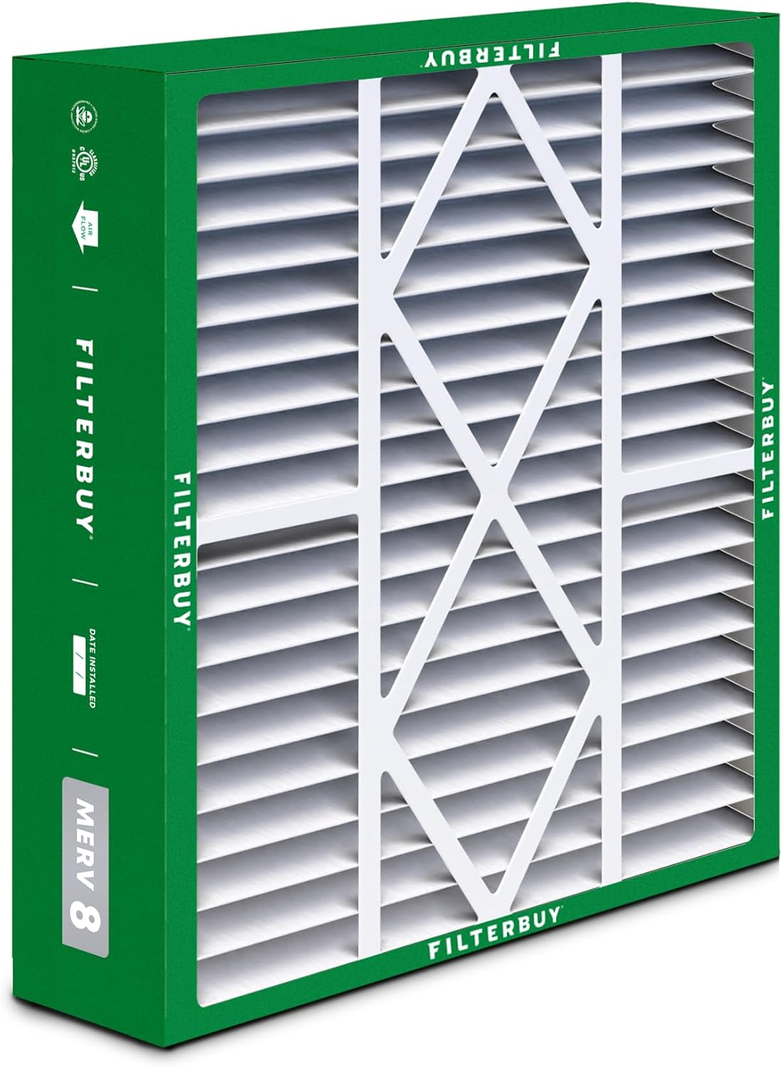 Filterbuy 19x20x5 Air Filter MERV 8 Dust & Allergy Defense (3-Pack)