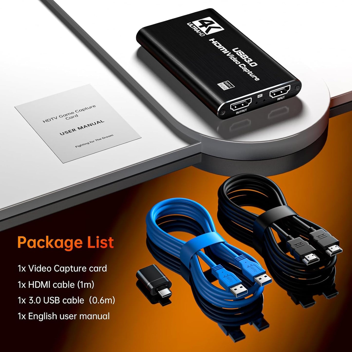 Newhope USB 3.0 HDMI Capture Card, 1080P 60FPS Capture with 4K Pass-Through | 2K 30FPS/1080P 60FPS capture and streaming with low-latency 4K pass-through for PS4, PS5, Switch 2, Xbox, PC, Mac and camera.
