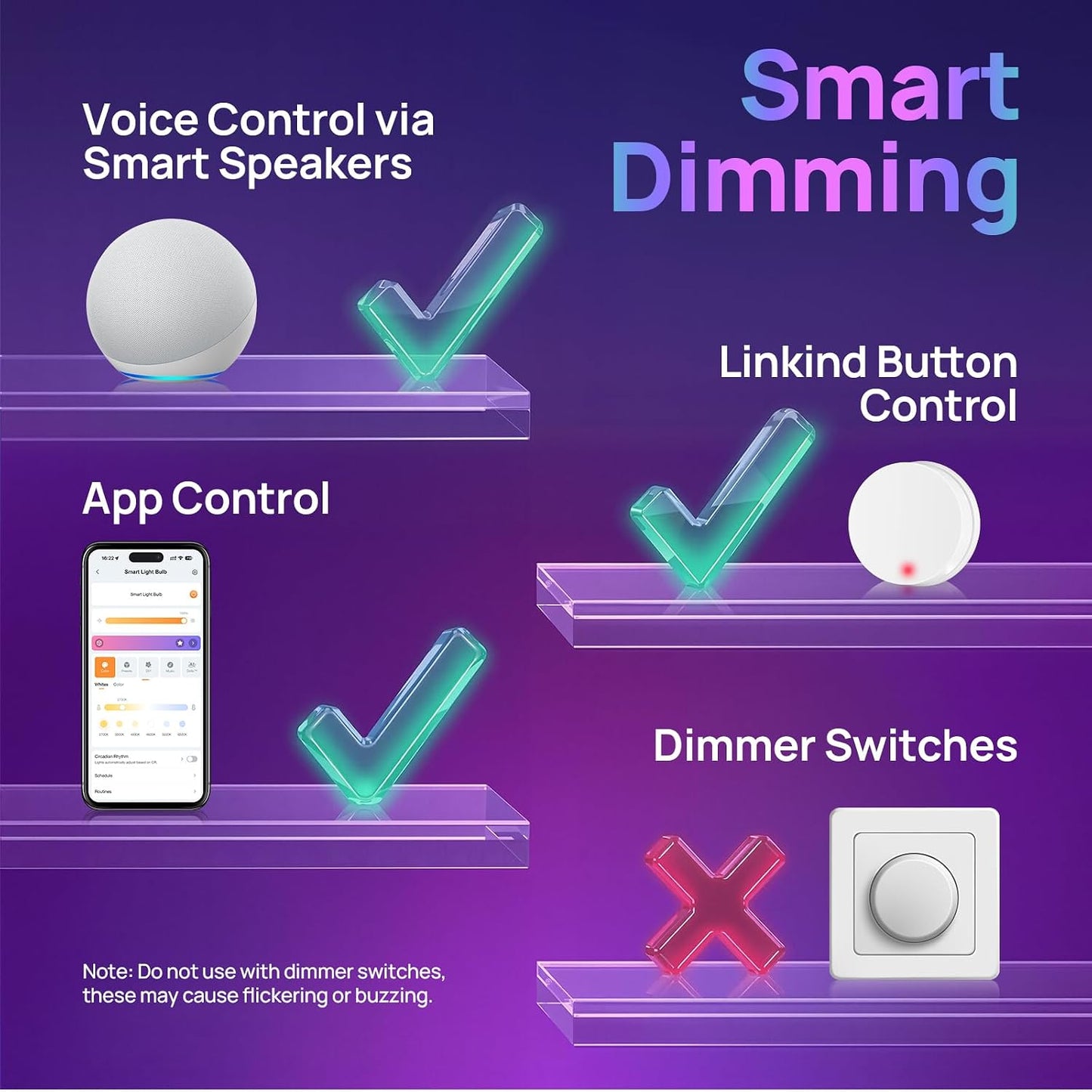 Linkind Matter Smart Light Bulbs, Work with Apple Home, Alexa, Siri, Google | Matter-enabled Direct Connect, LED Color Changing Light Bulbs, Mood Lighting, Music Sync, A19 E26 60W 800LM 2.4G WiFi, 6 Pack