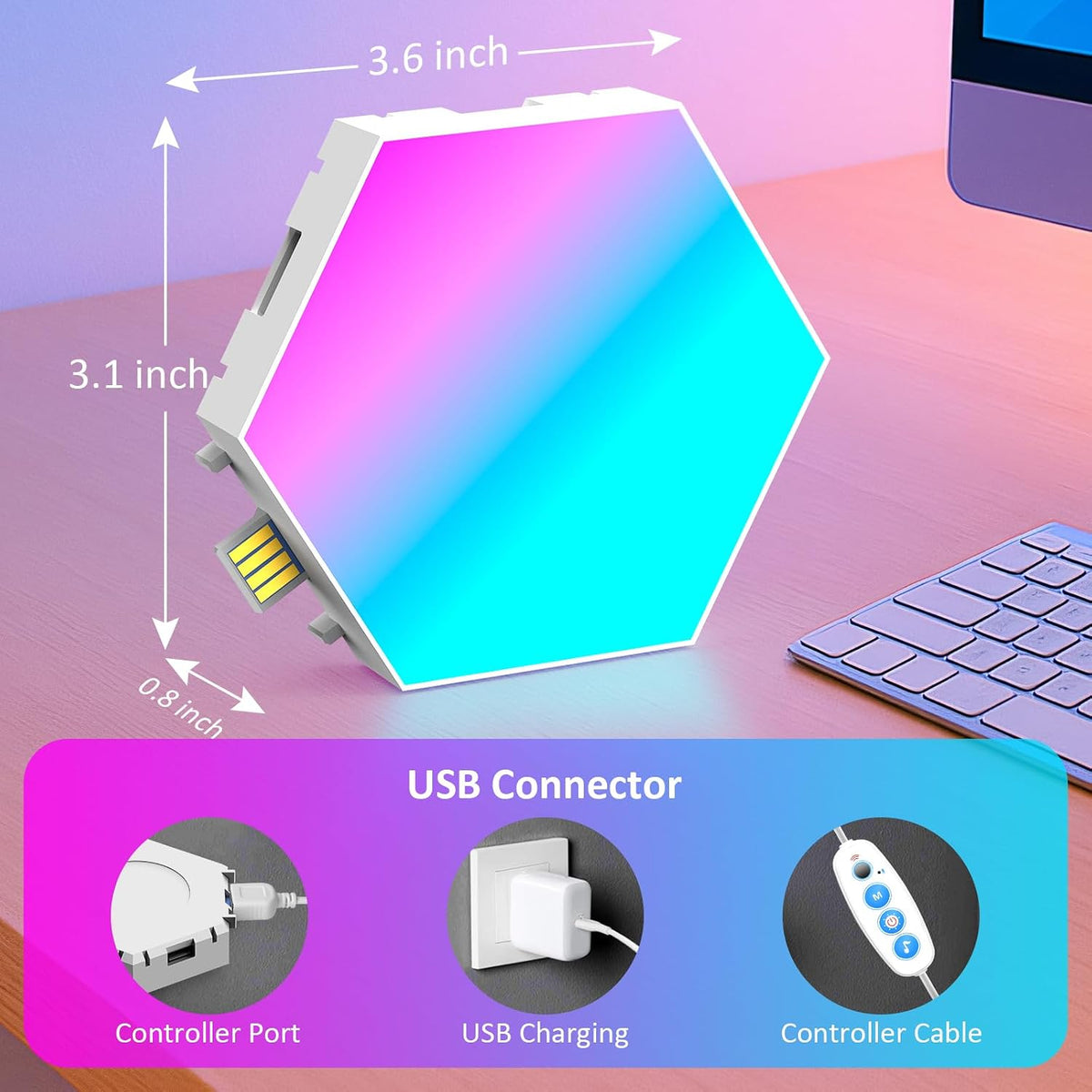12 Pack Hexagon LED Wall Light Panels – RGB Smart Lights with APP & Remote, Music Sync Honeycomb Design – Modular Gaming Wall Decor for Bedroom, Kids Room, and Living Room