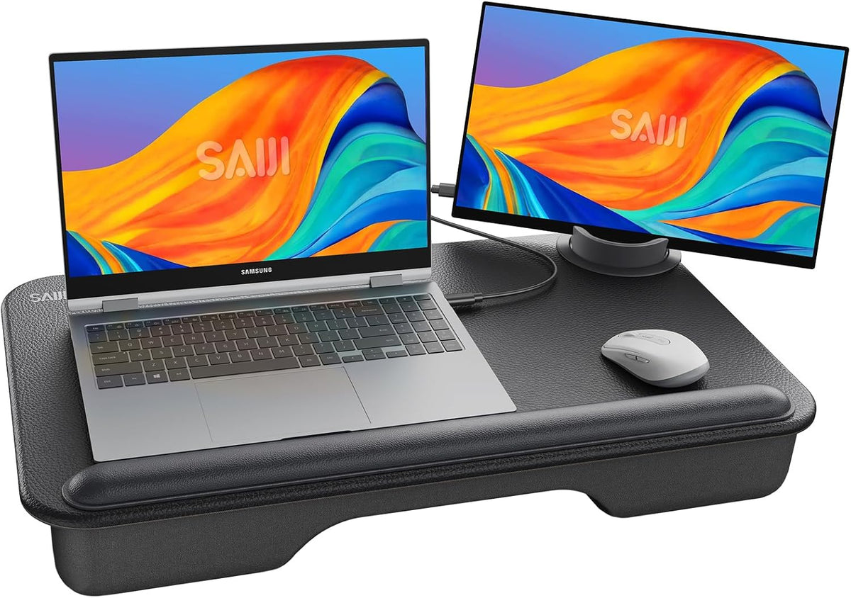 SAIJI Lap Desk with Cushion, Computer Laptop Stand, Lap Laptop Table