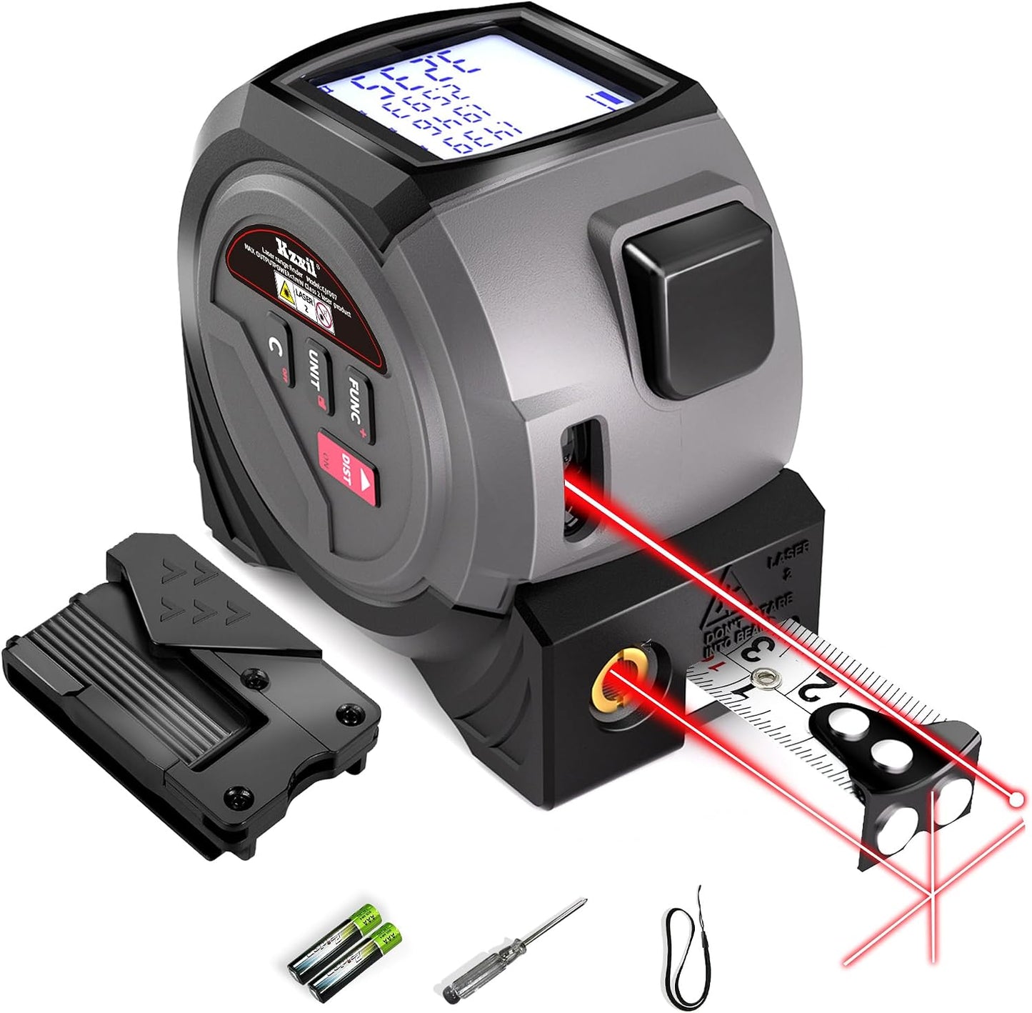 Laser Tape Measure 3 in 1 Laser Rangefinder Tape Measure | 131ft Laser Distance Meter & 16ft Tape Measure for Home Diy Pythagorean, Area, Volum, Multi-Unit Conversion (Ft/Ft+in/in)
