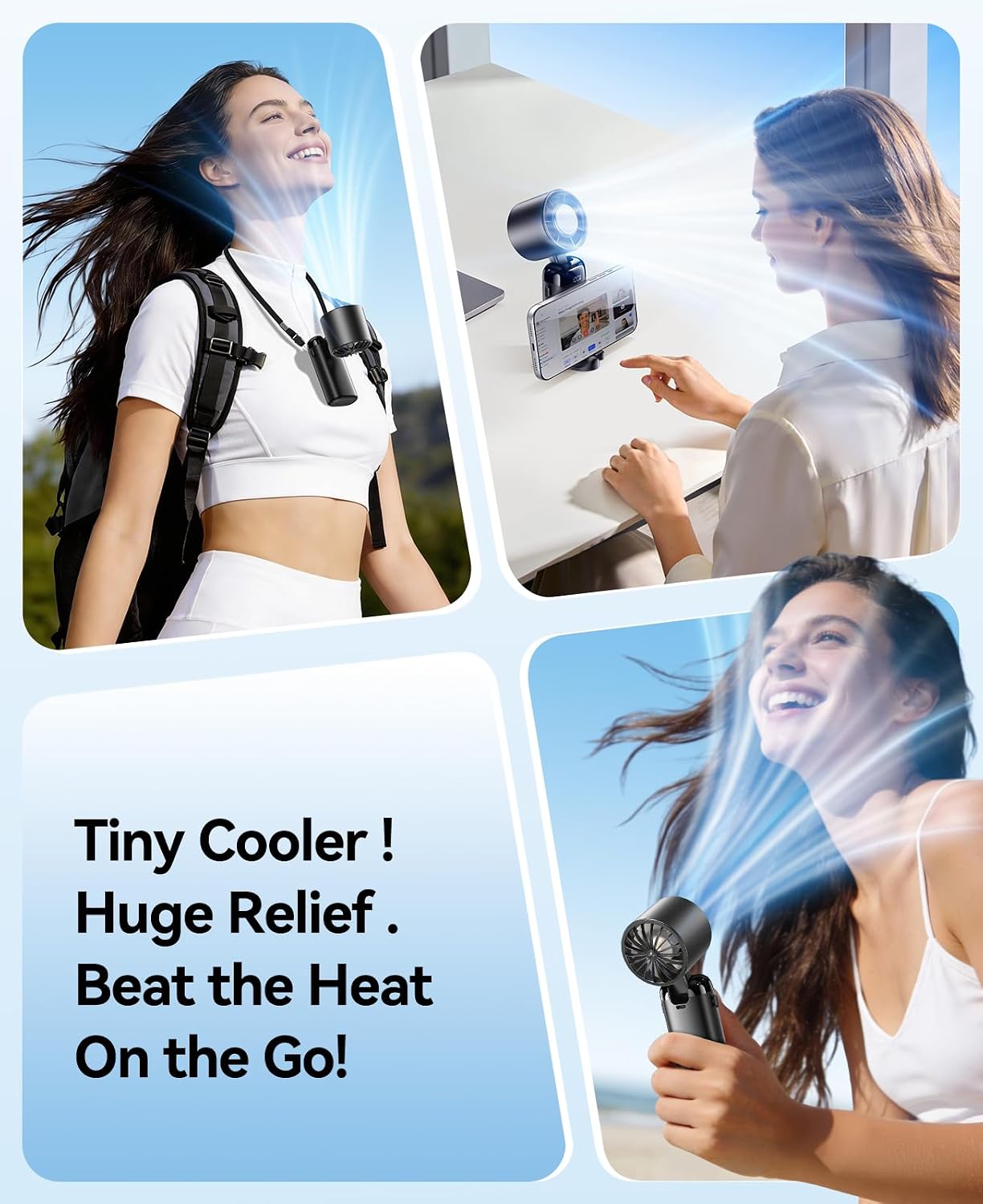 KIMMOO Handheld Portable Turbo Fan with Ice Cooler, Powerful 21000 RPM, Speed (1-199), Up to 14Hrs Cooling, Rechargeable Personal Fan, Small Pocket Hand Fans for Travel/Outdoor/Home/Office (Black)