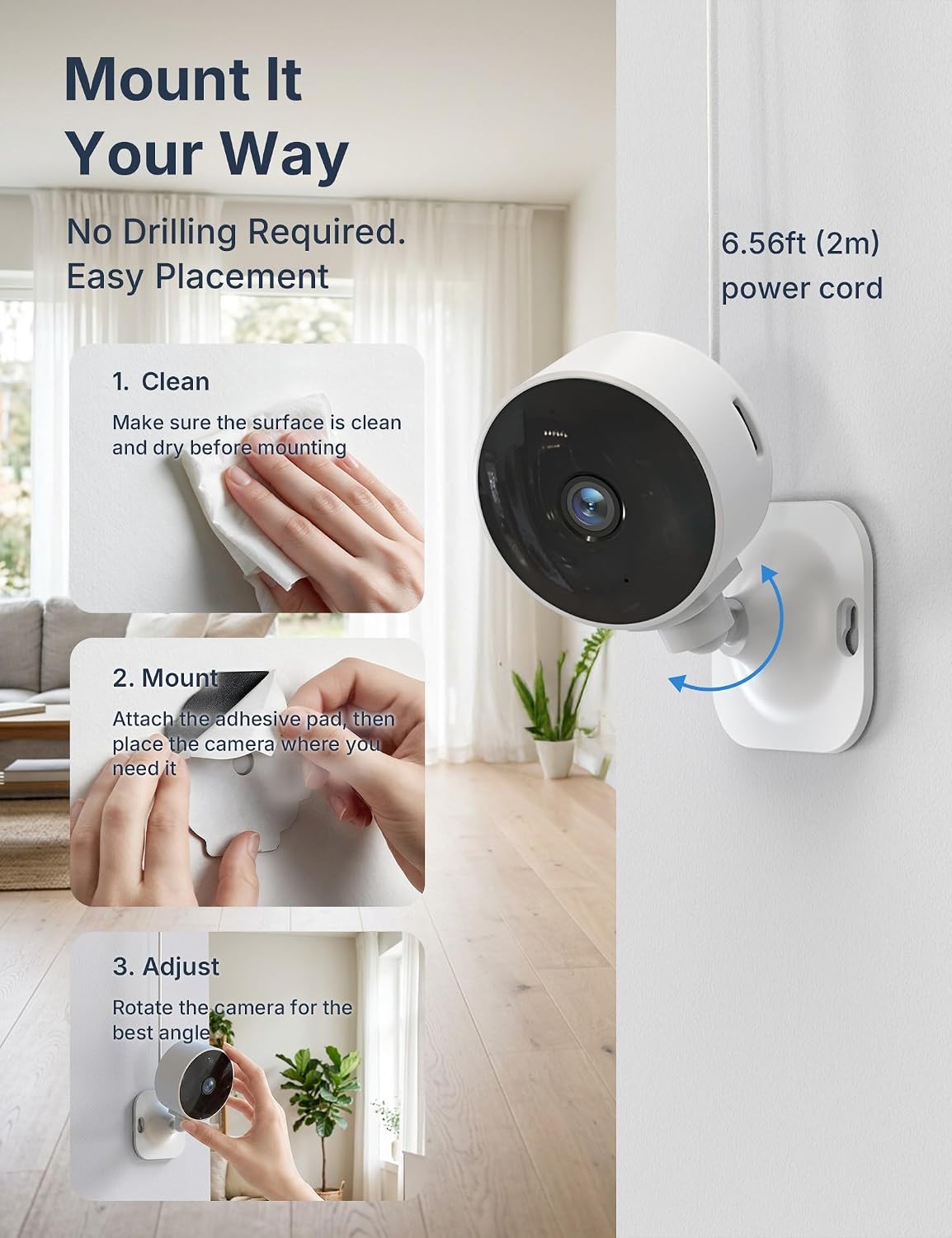 GNCC 2.4GHz Indoor Security Camera for Home, 1080P Baby & Pet Cam, 2-Pack | Baby & Pet Monitoring, Motion & Sound Detection, Two-Way Audio, Black & White Night Vision, Flexible Cloud & SD Storage