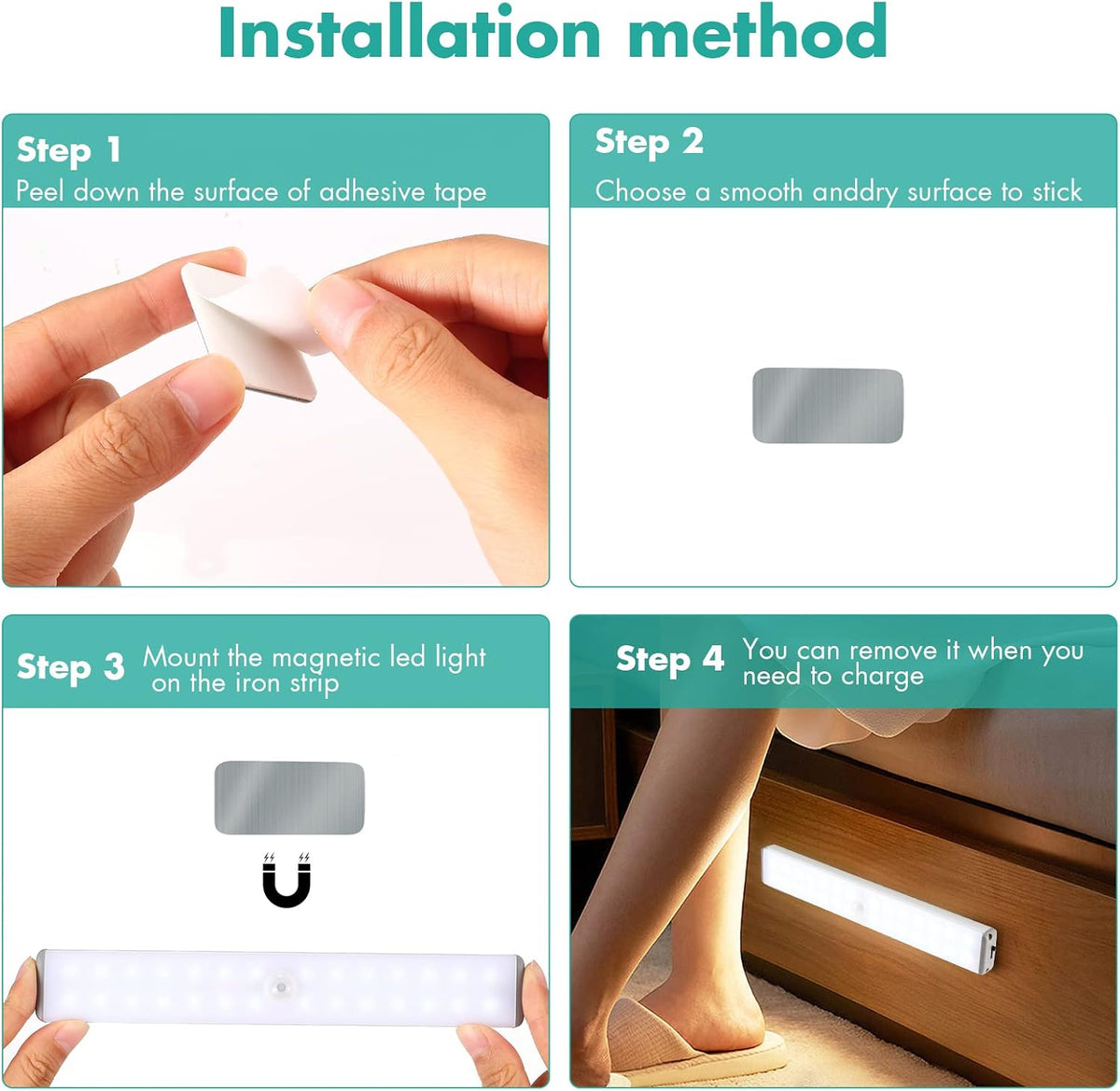 Motion Activated LED Closet Light,28LED Under Cabinet Lights, Homelife Motion Sensor LED Lights, Stick-on Anywhere Battery Operated Motion Sensor Night Light for Closet Hallway Stairway Lamp